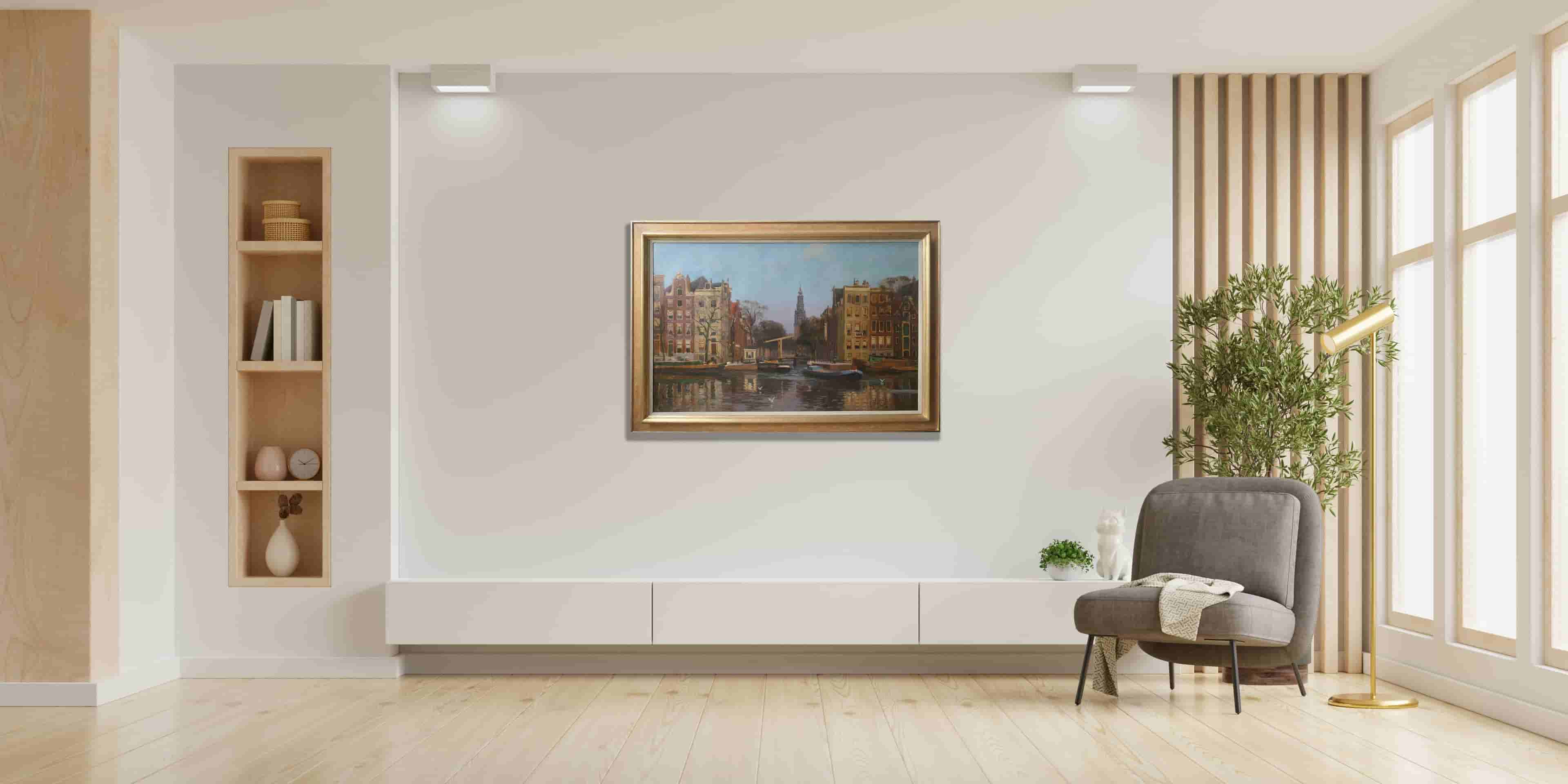 Bernardus van Beek - Groenburgwal met Zuiderkerk (in interieur)