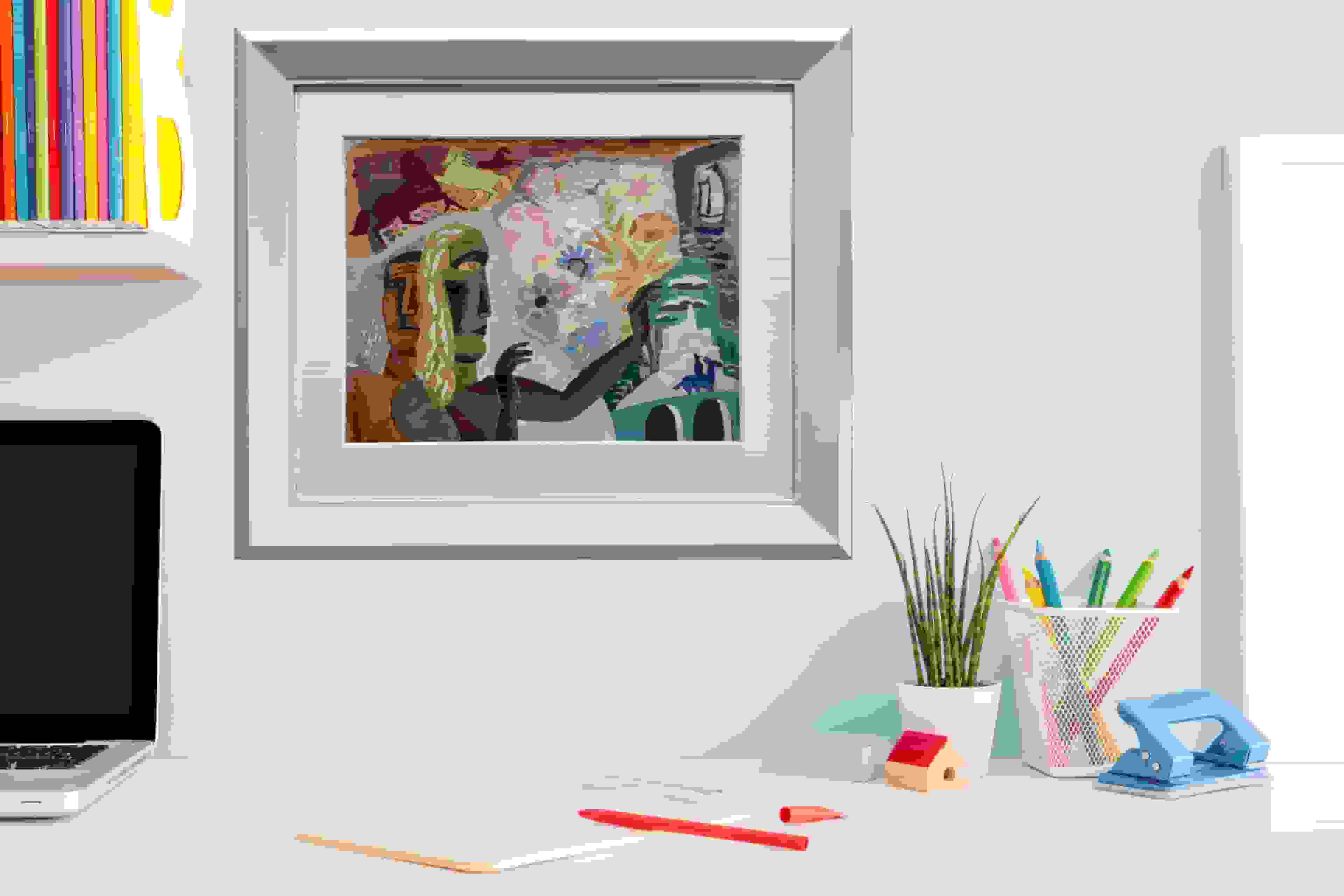 Leo Gestel - Decoratieve compositie met twee koppen (in interieur)