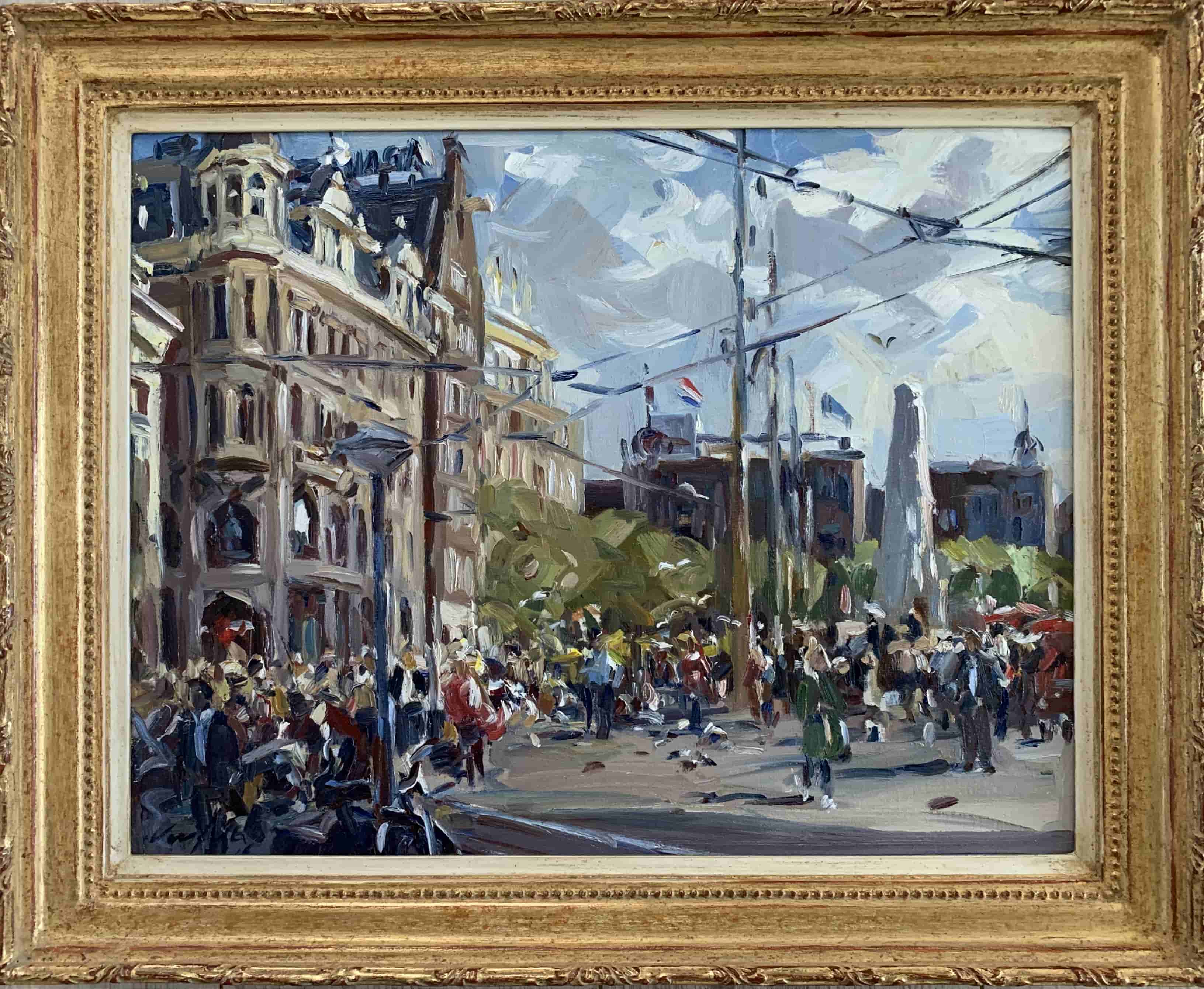 Hans Versfelt - Koningsdag op de Dam in Amsterdam (met lijst)