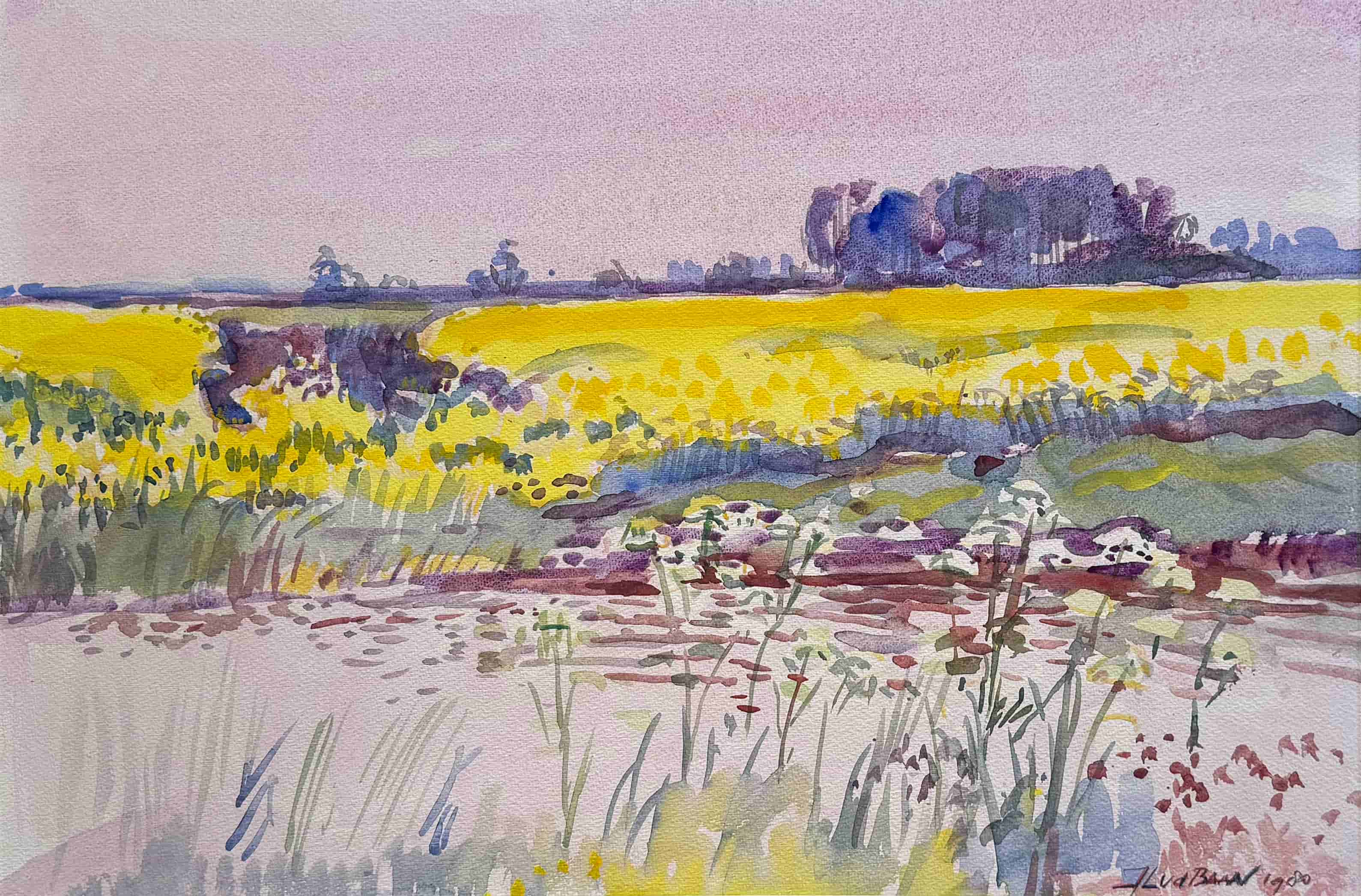 Jan Lucas van der Baan - Koolzaadveld in Groningen (zonder lijst)