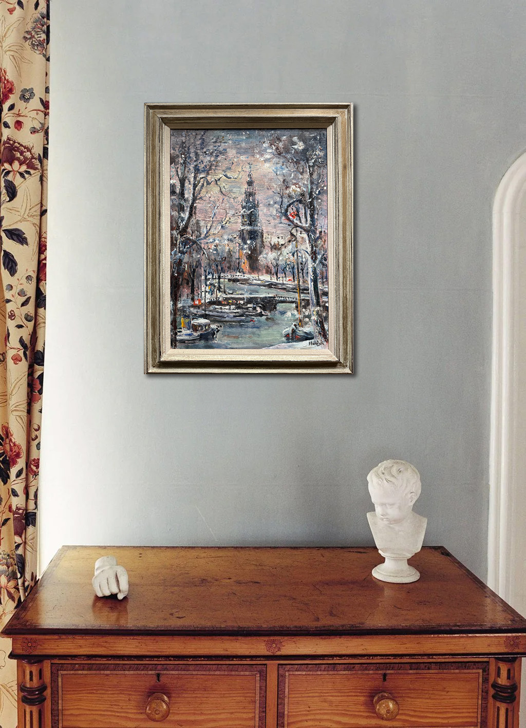 Montelbaantoren in de sneeuw zonder lijst