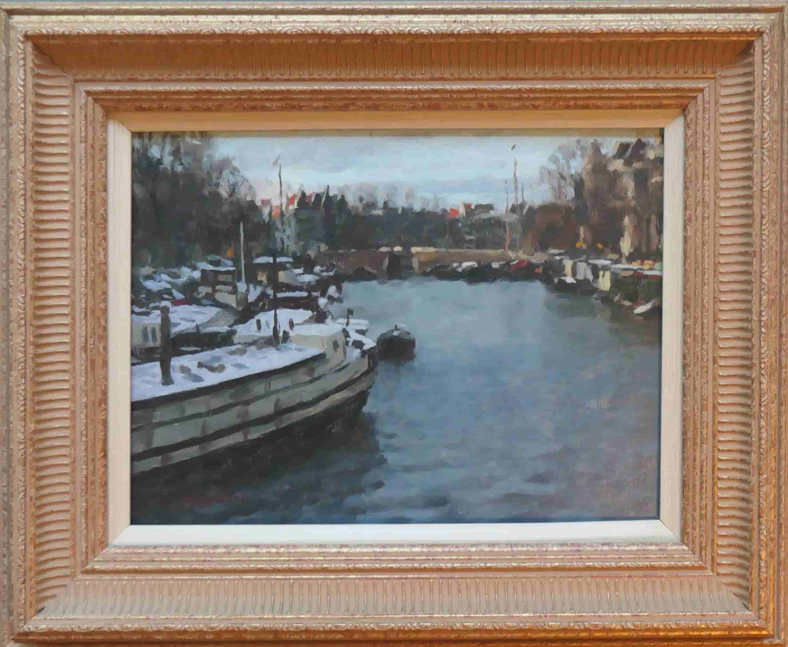Frans Koppelaar - Waalseilandgracht in de winter (met lijst)