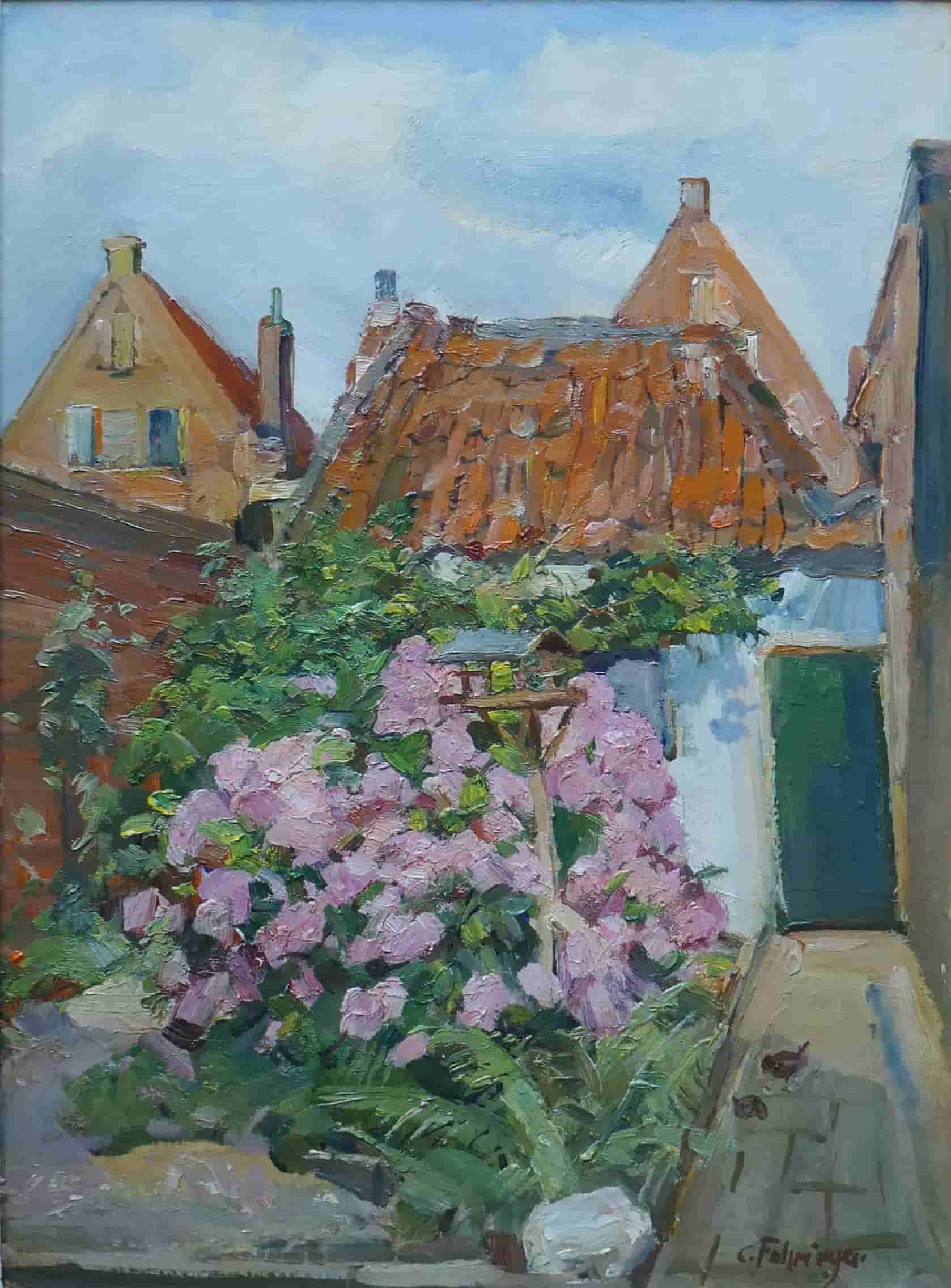 Carl Fahringer - Tuin met hortensia in Hoorn (zonder lijst)
