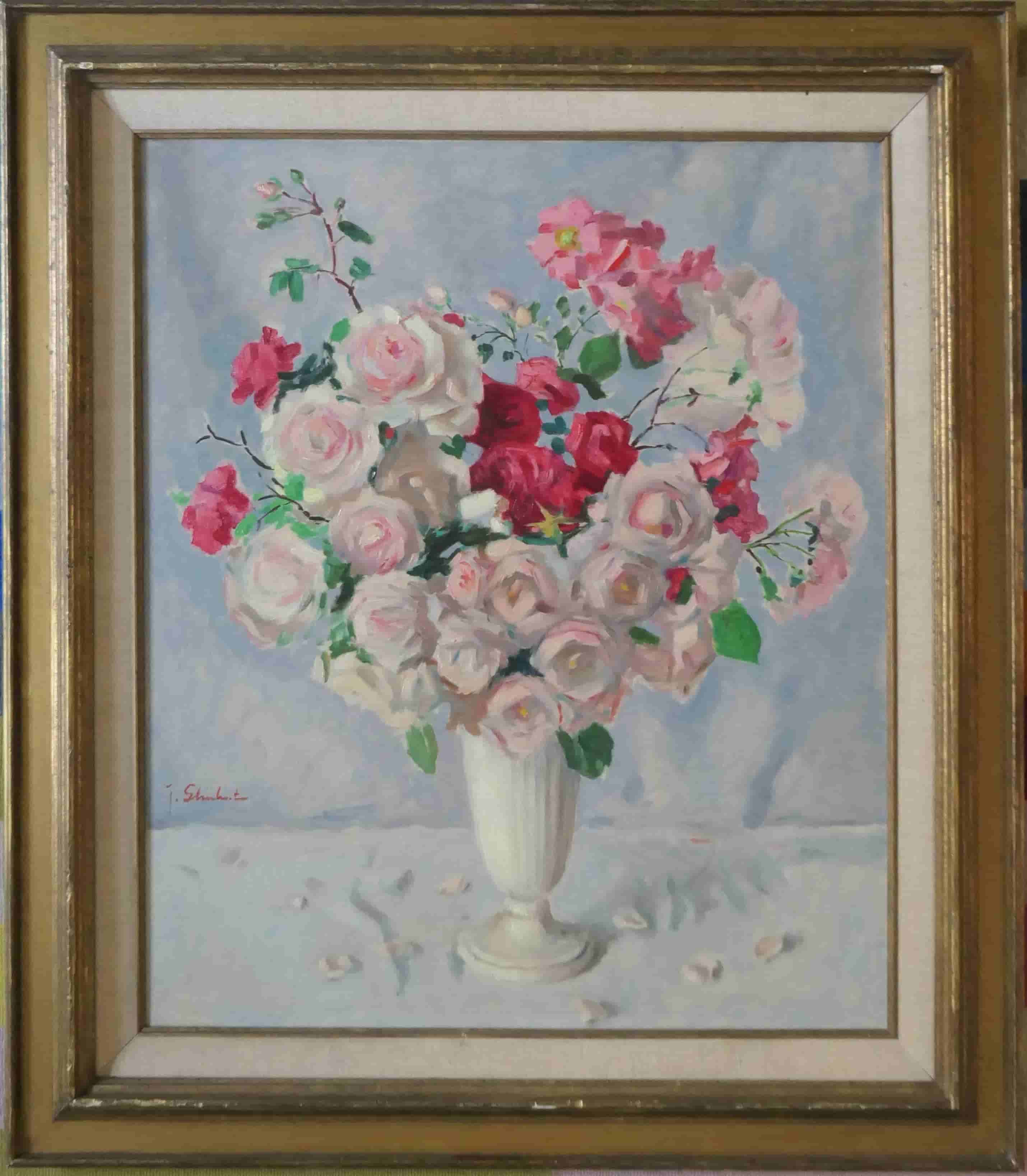 Joop Stierhout - Boeket met rozen (met lijst)