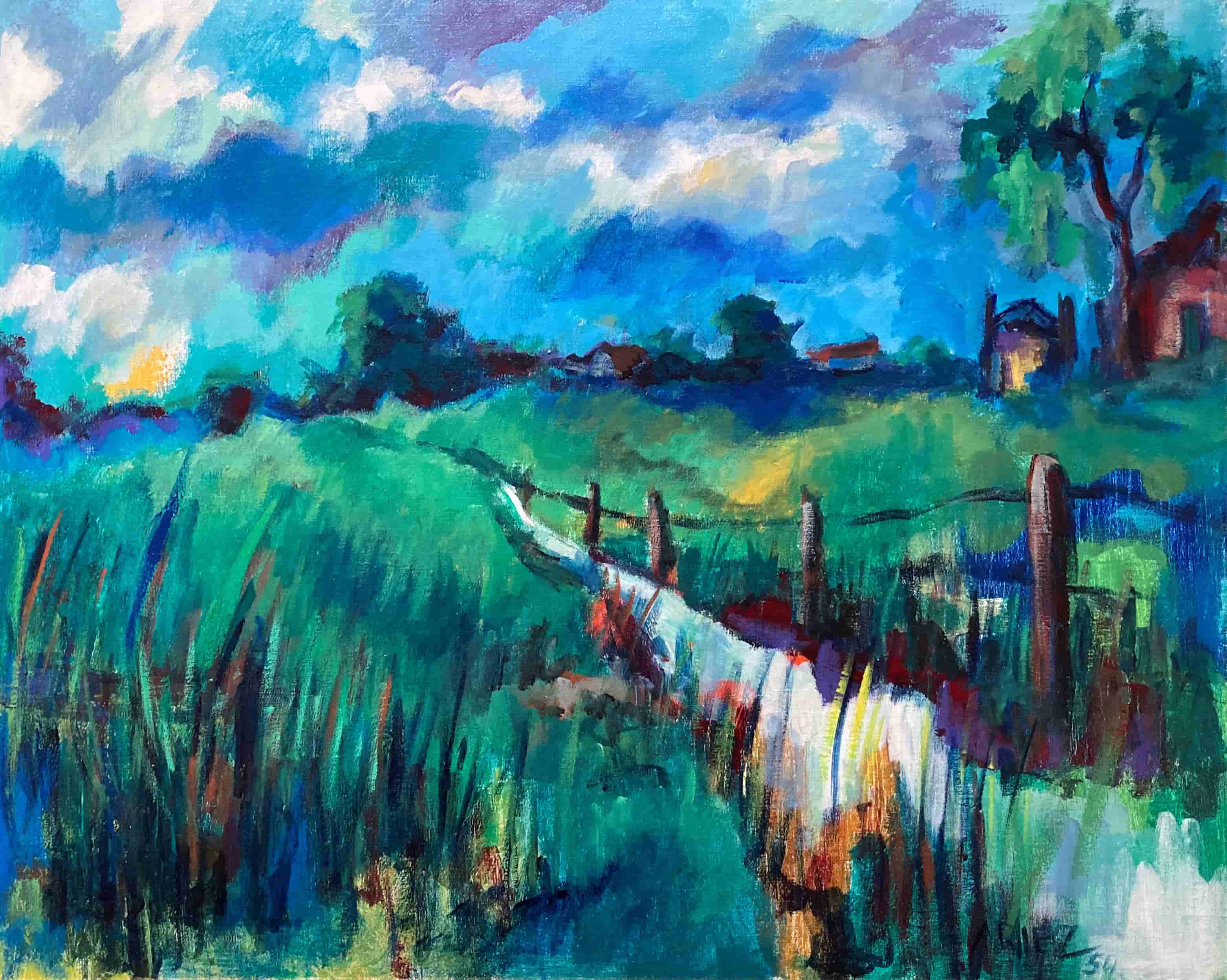 Arie Zuidersma - Gronings dorpje (zonder lijst)