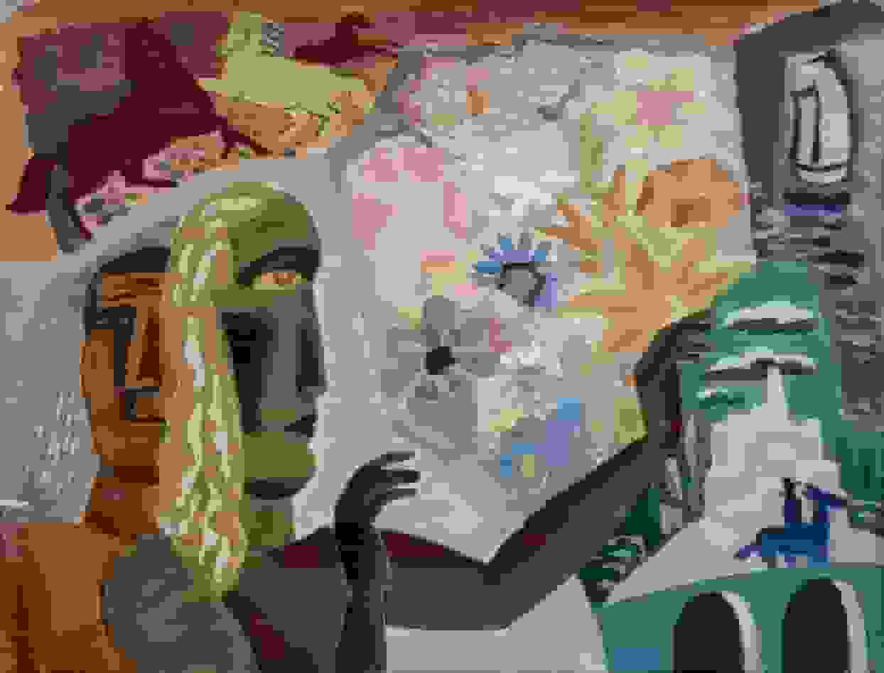 Leo Gestel - Decoratieve compositie met twee koppen (zonder lijst)