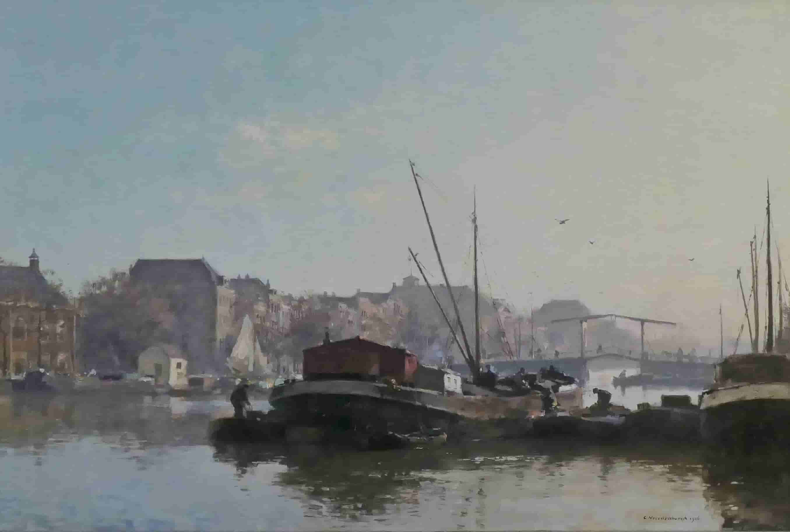 Cornelis Vreedenburgh - Ochtendstemming aan de Amstel rivier