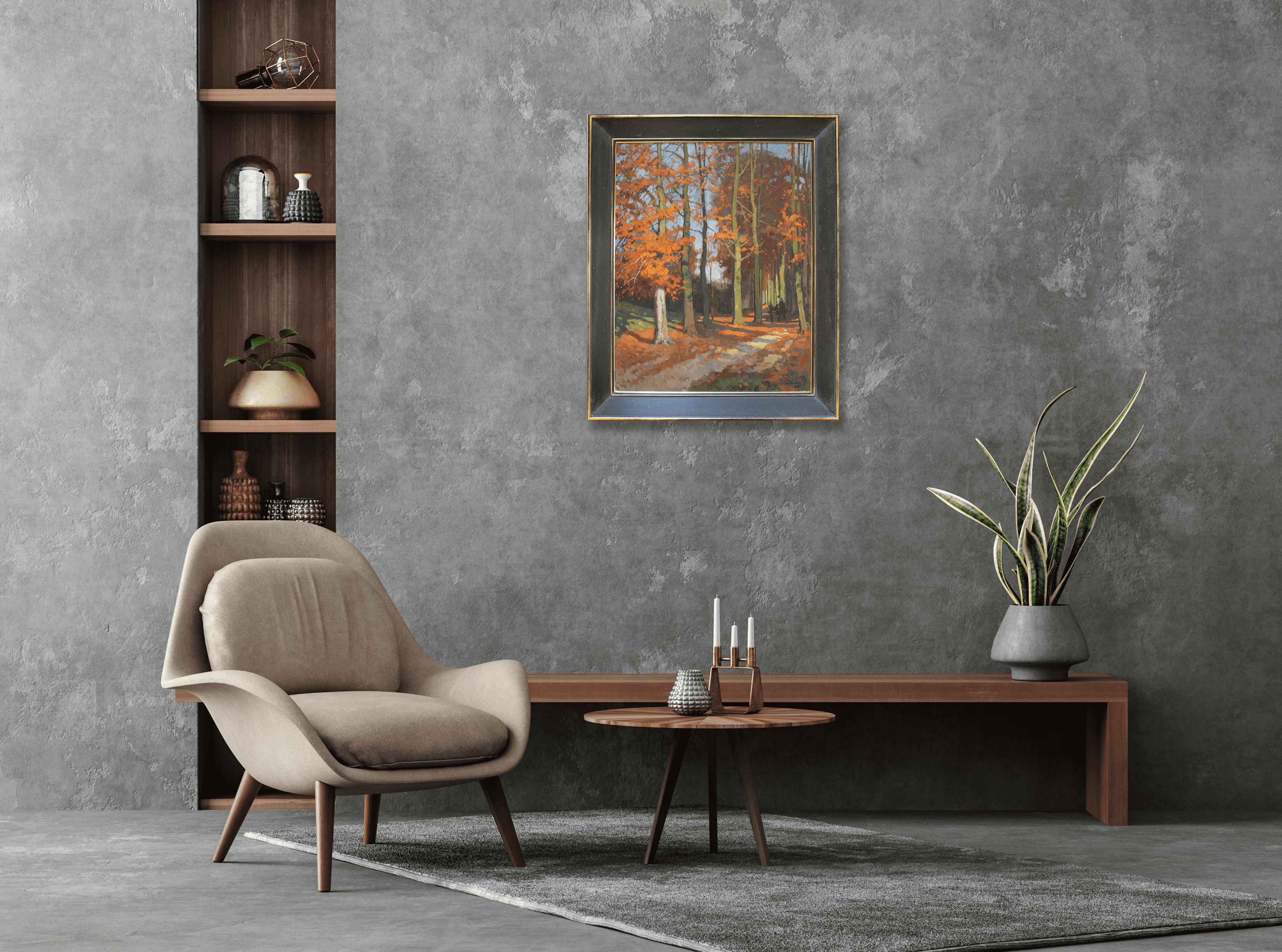 Een zonnige herfstdag in het bos zonder lijst