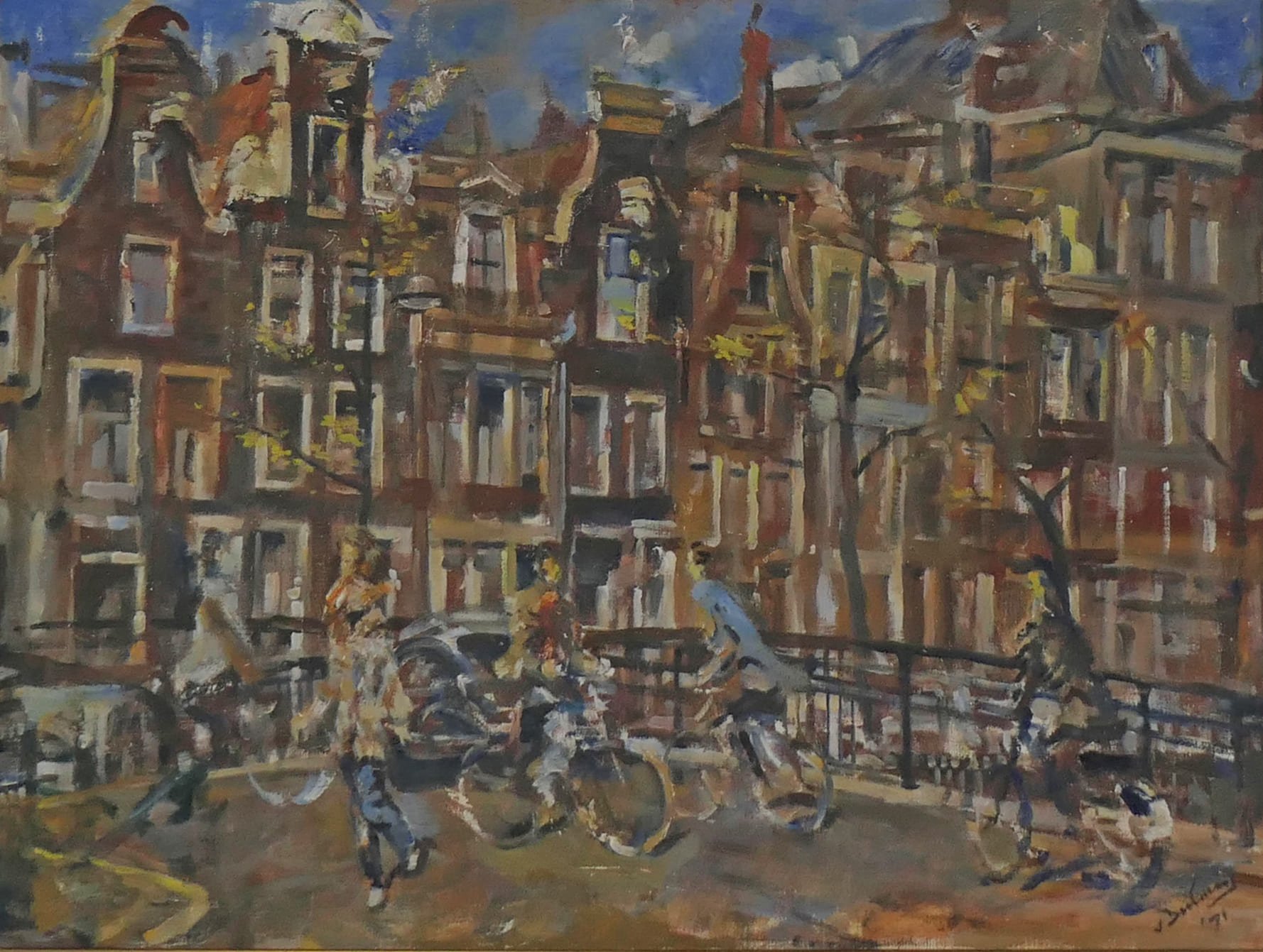 Gracht in zomers Amsterdam zonder lijst