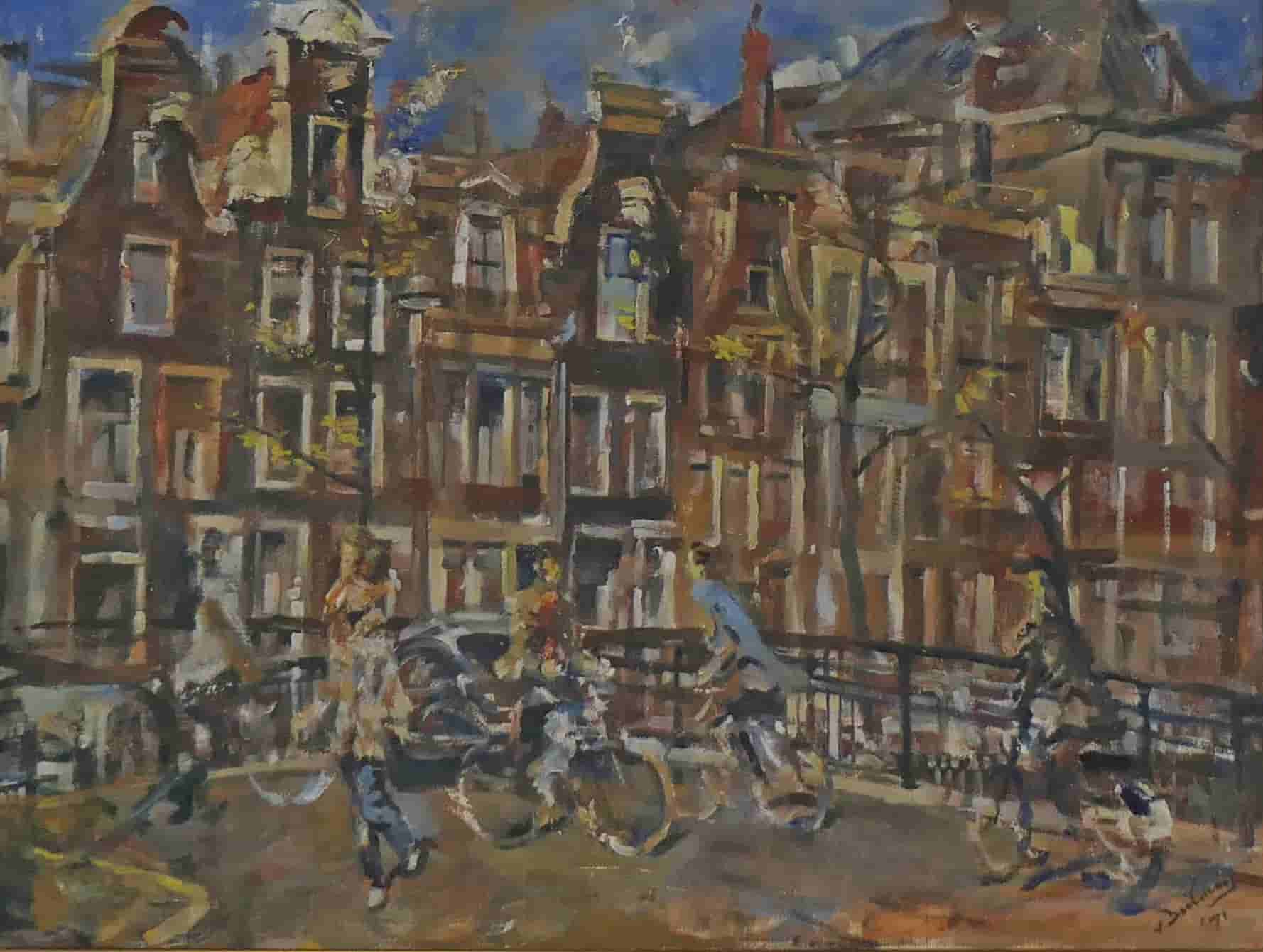 Erasmus Bernard von Dülmen-Krumpelman - Gracht in zomers Amsterdam (zonder lijst)