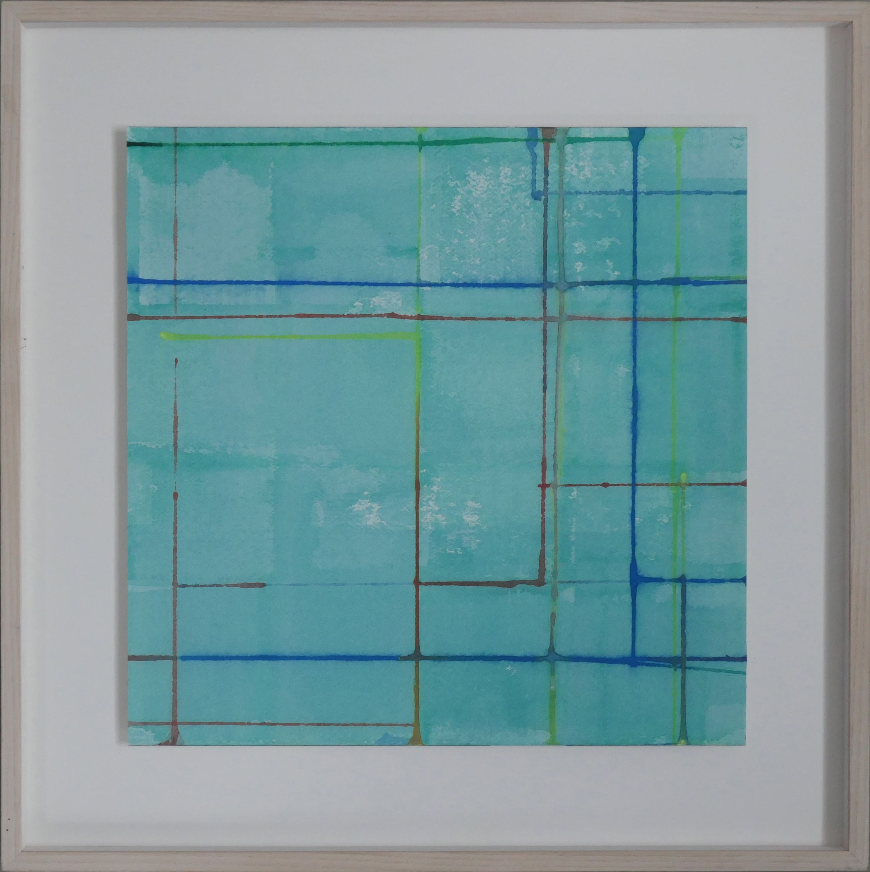 Compositie op blauwgroen fond zonder lijst