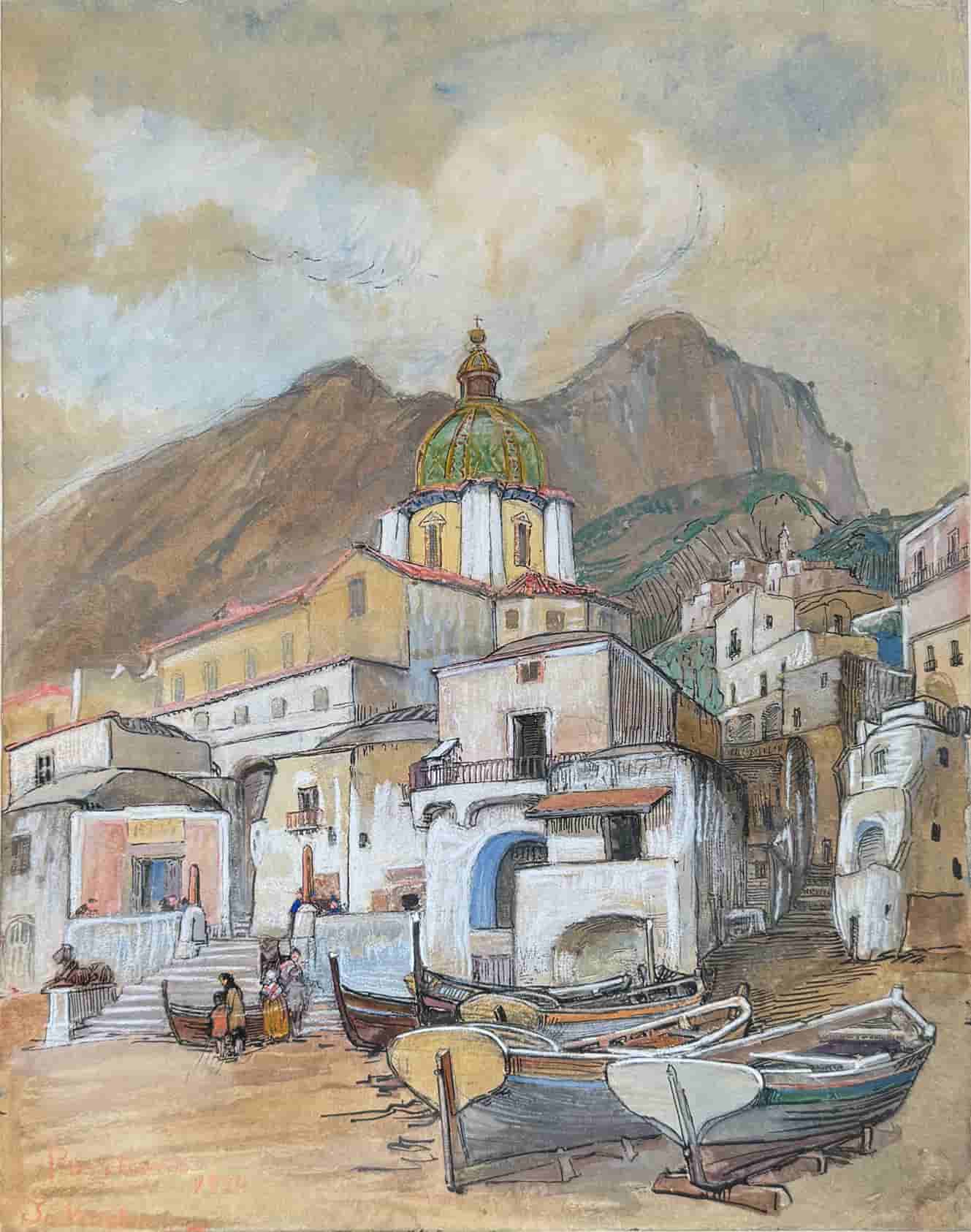 Jo Koster - Gezicht op Positano (zonder lijst)