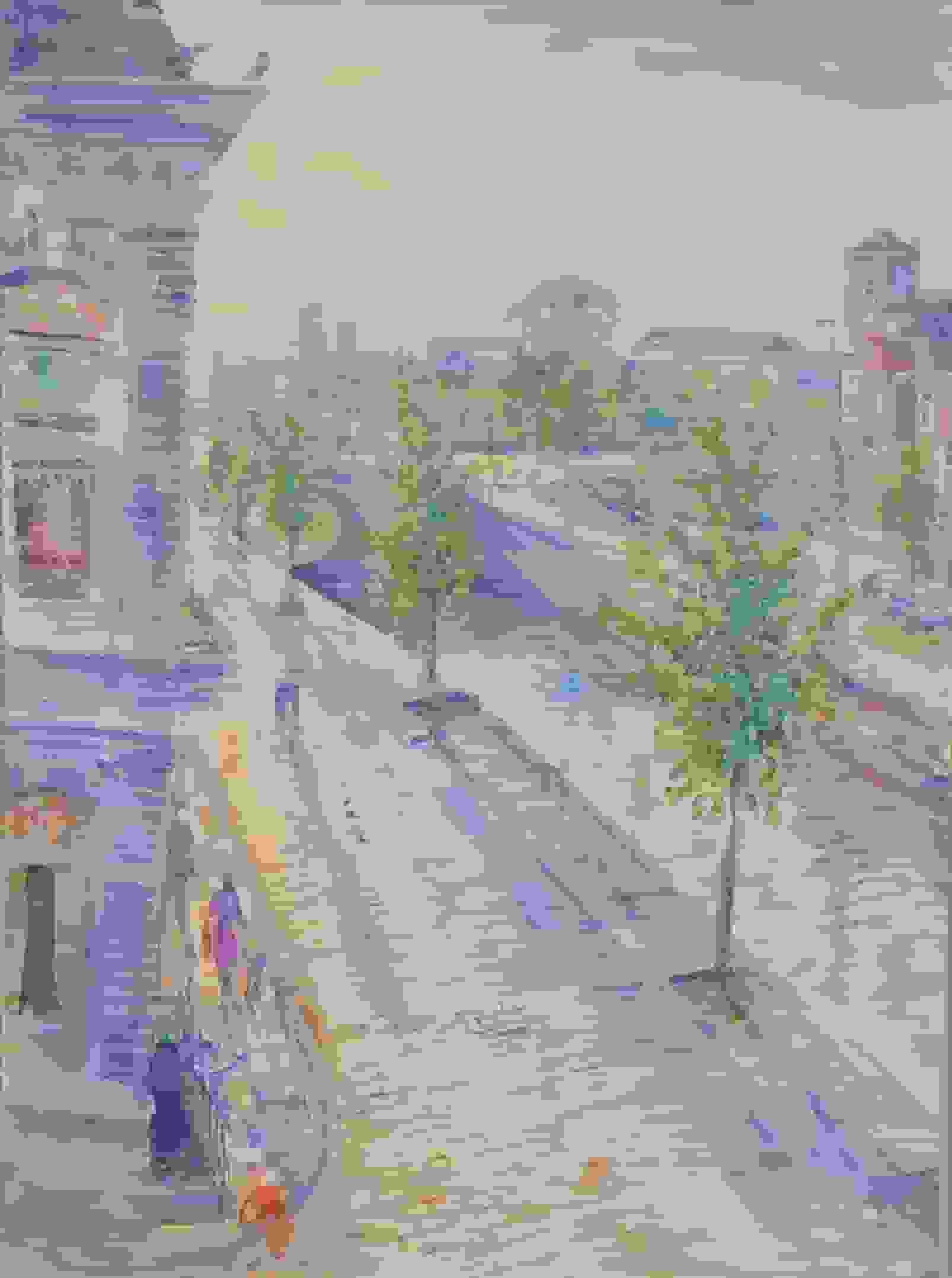 Johan Dijkstra - Uitzicht van het atelier aan de Spilsluizen te Groningen (zonder lijst)