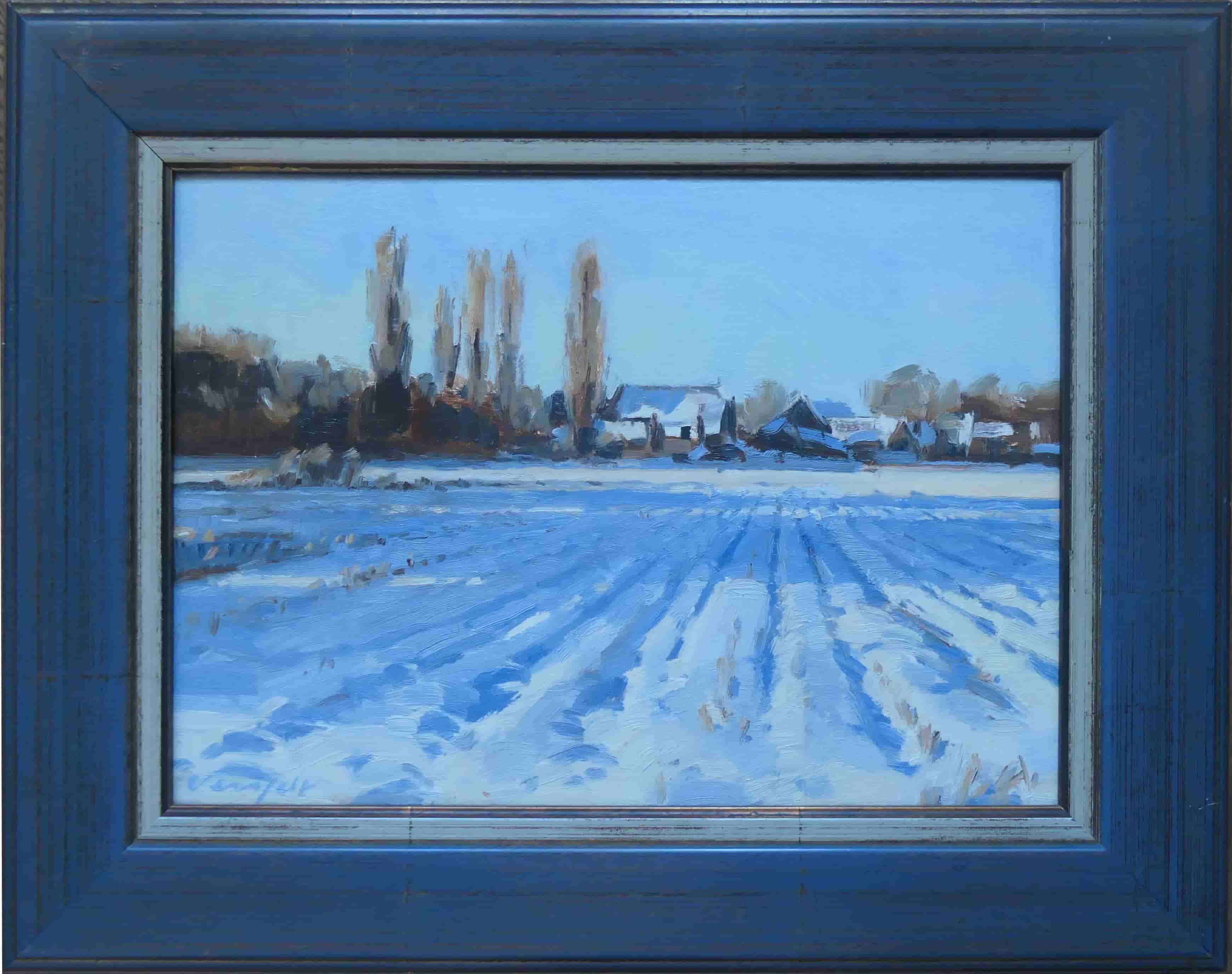 Hans Versfelt - Sneeuwlandschap bij Lage-Zwaluwe (met lijst)
