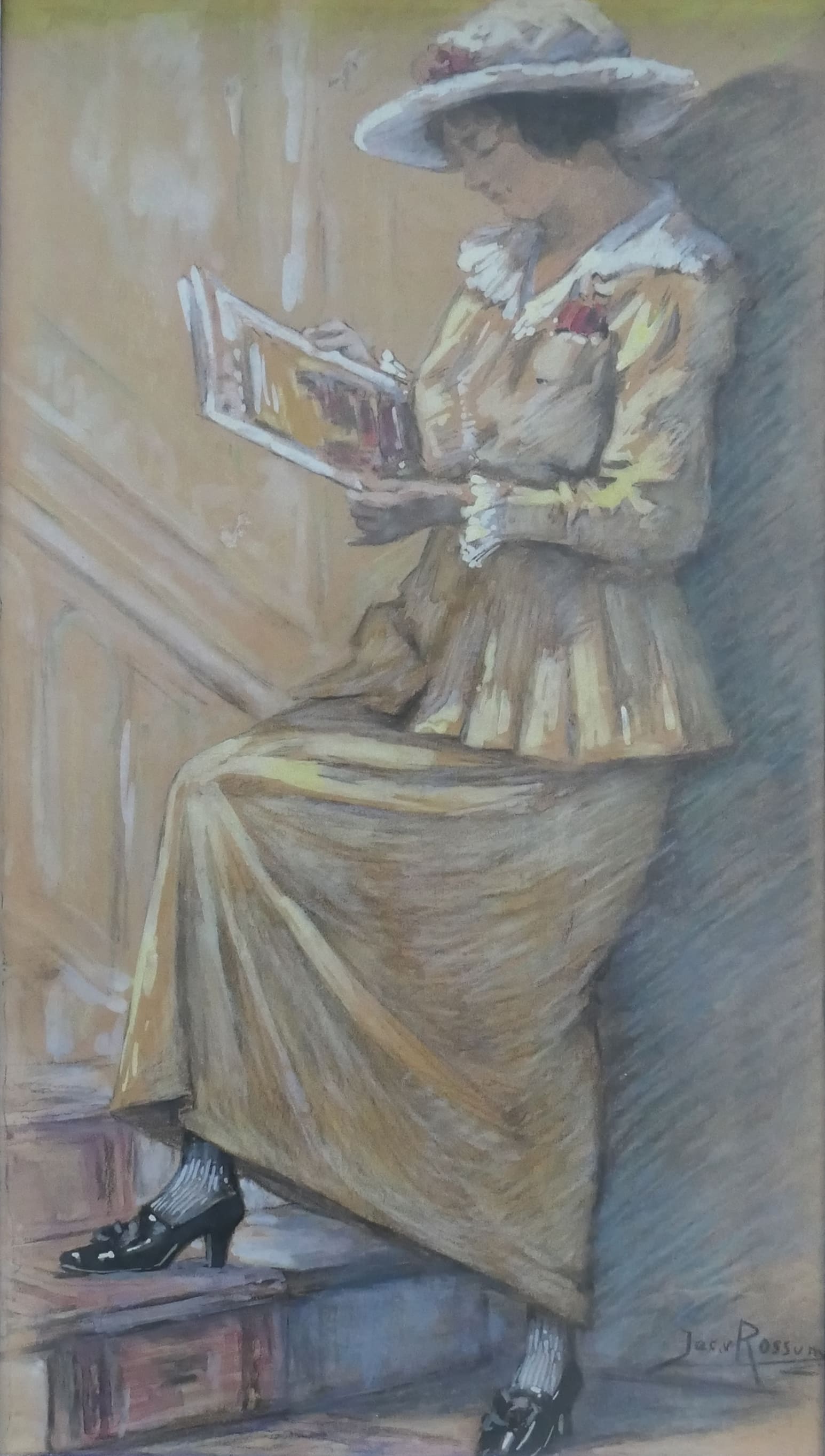Elegante lezende dame zonder lijst