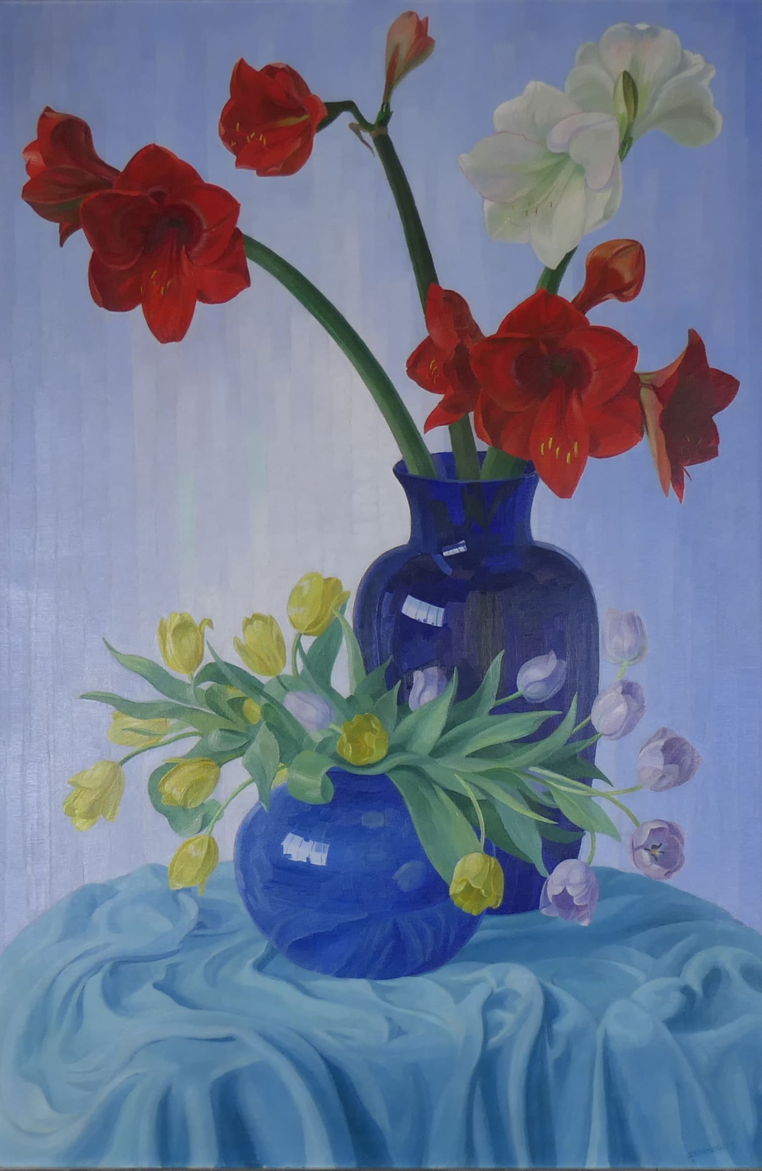 Amarylissen en tulpen zonder lijst