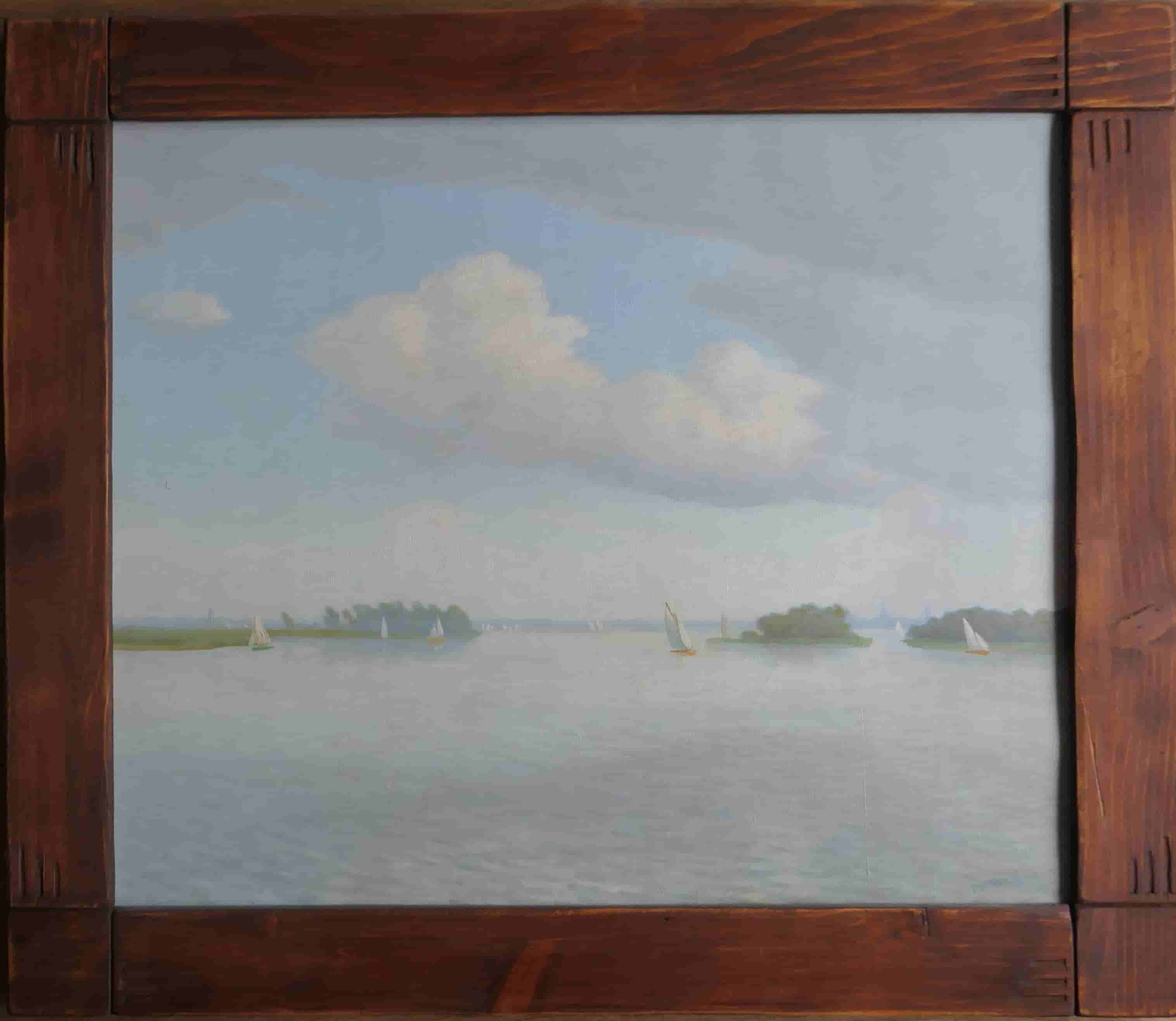 Dirk Smorenberg - Zeilboten varen op de Loosdrechtseplas (met lijst)