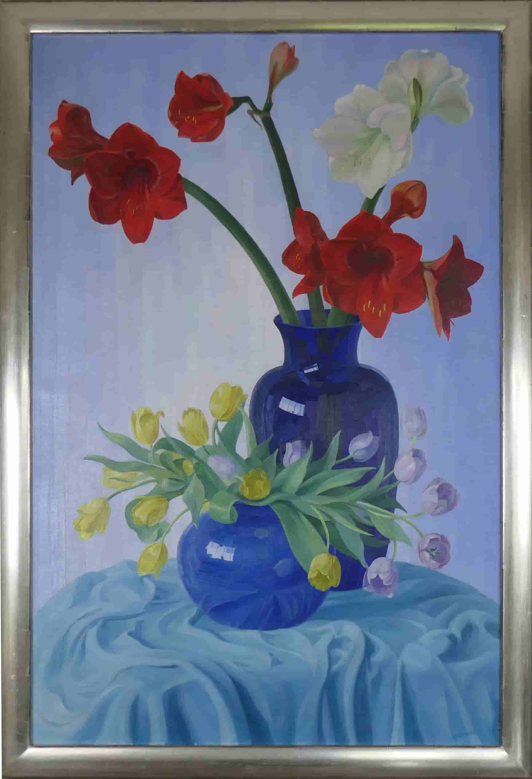 Dirk Smorenberg - Amarylissen en tulpen (met lijst)