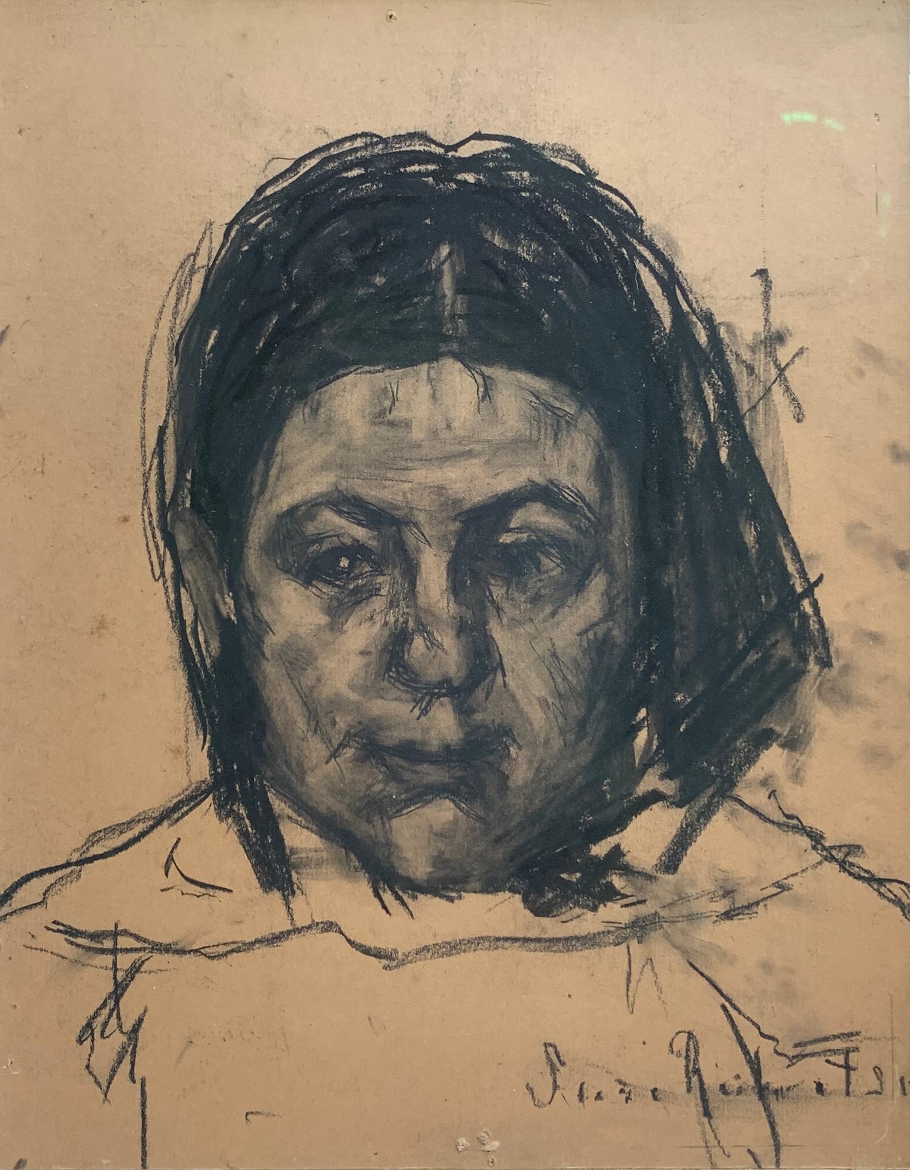 Portret van een meisje zonder lijst