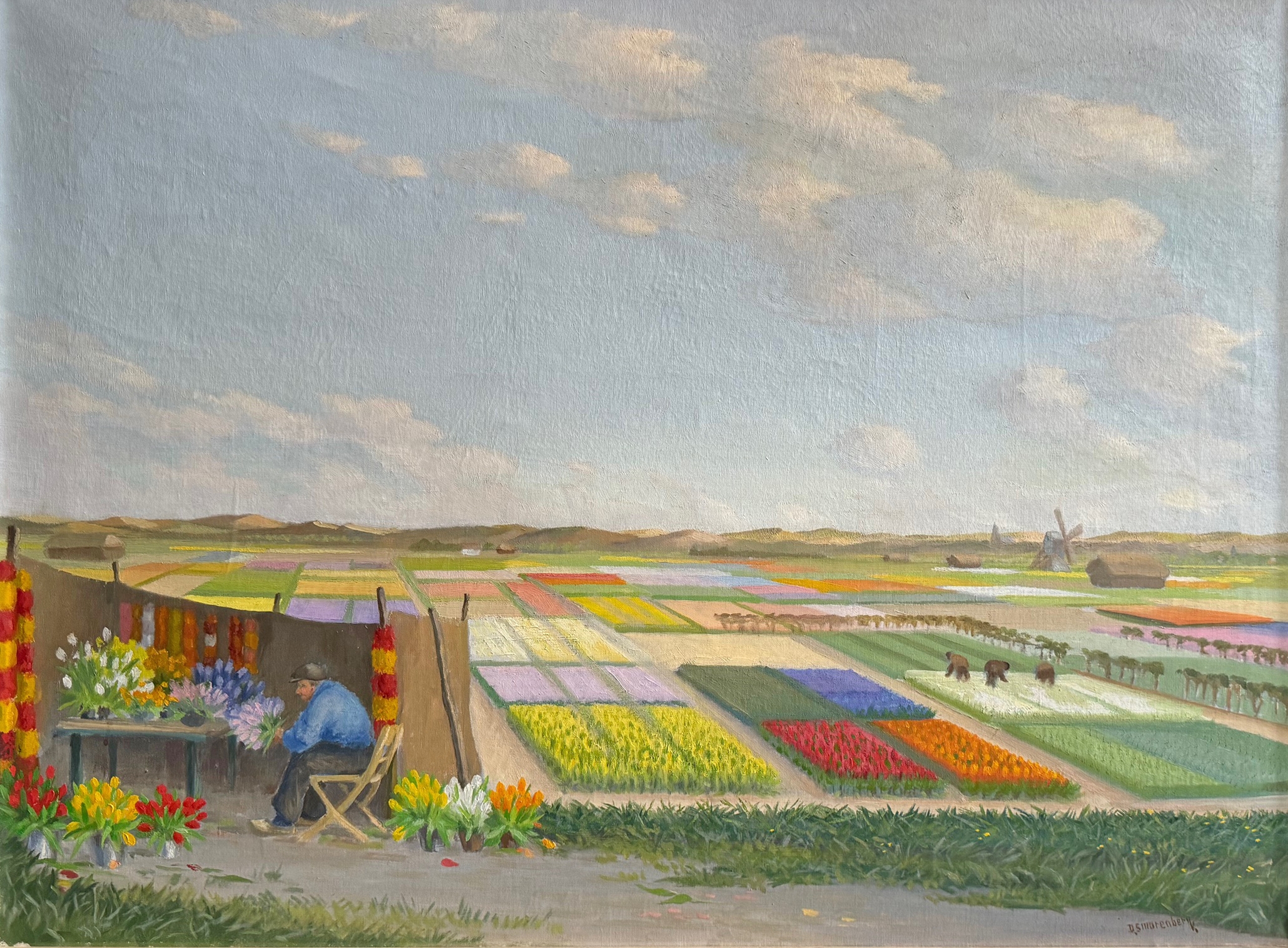 Bloembollenvelden achter de duinen zonder lijst