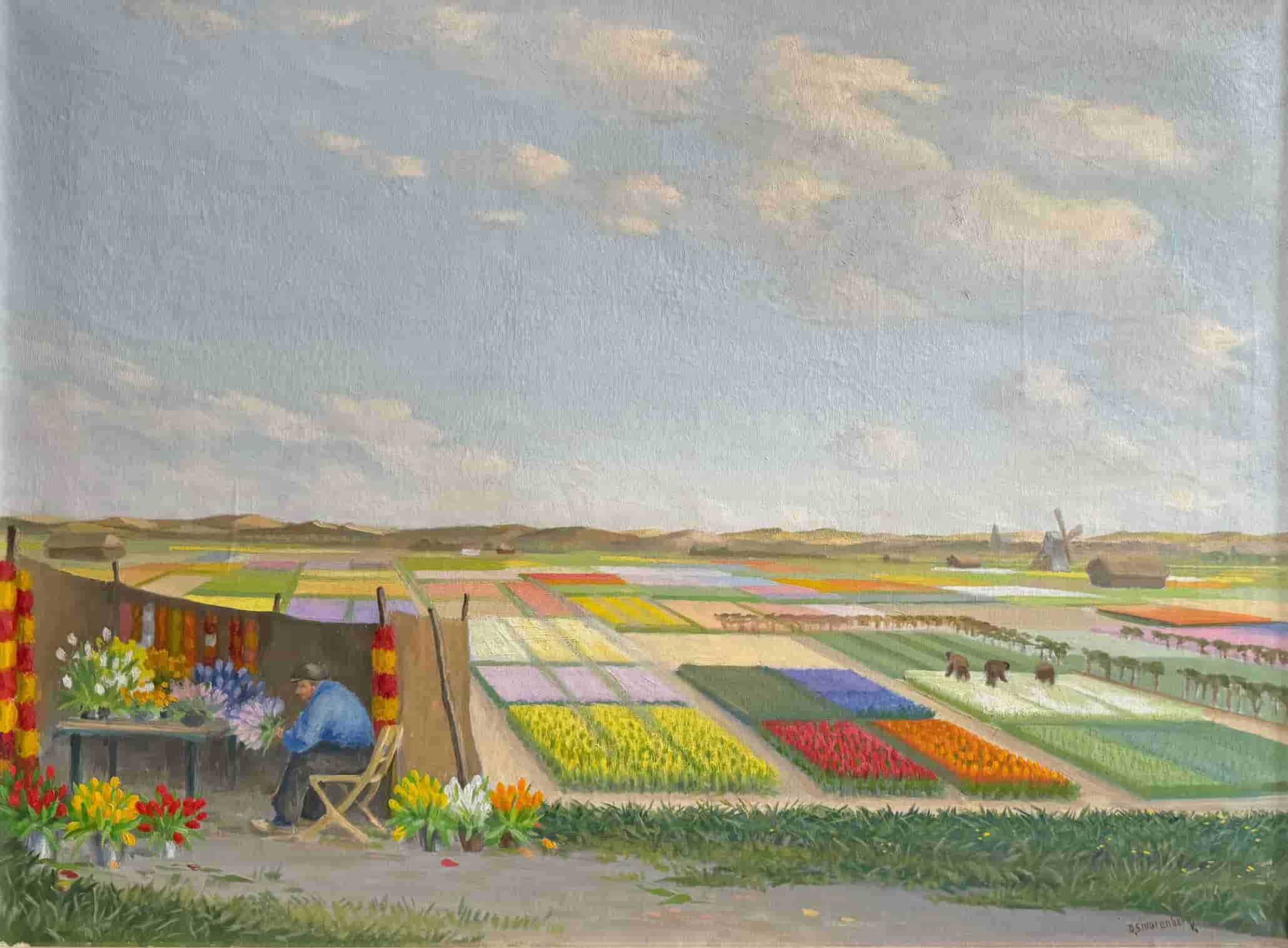 Dirk Smorenberg - Bloembollenvelden achter de duinen (zonder lijst)