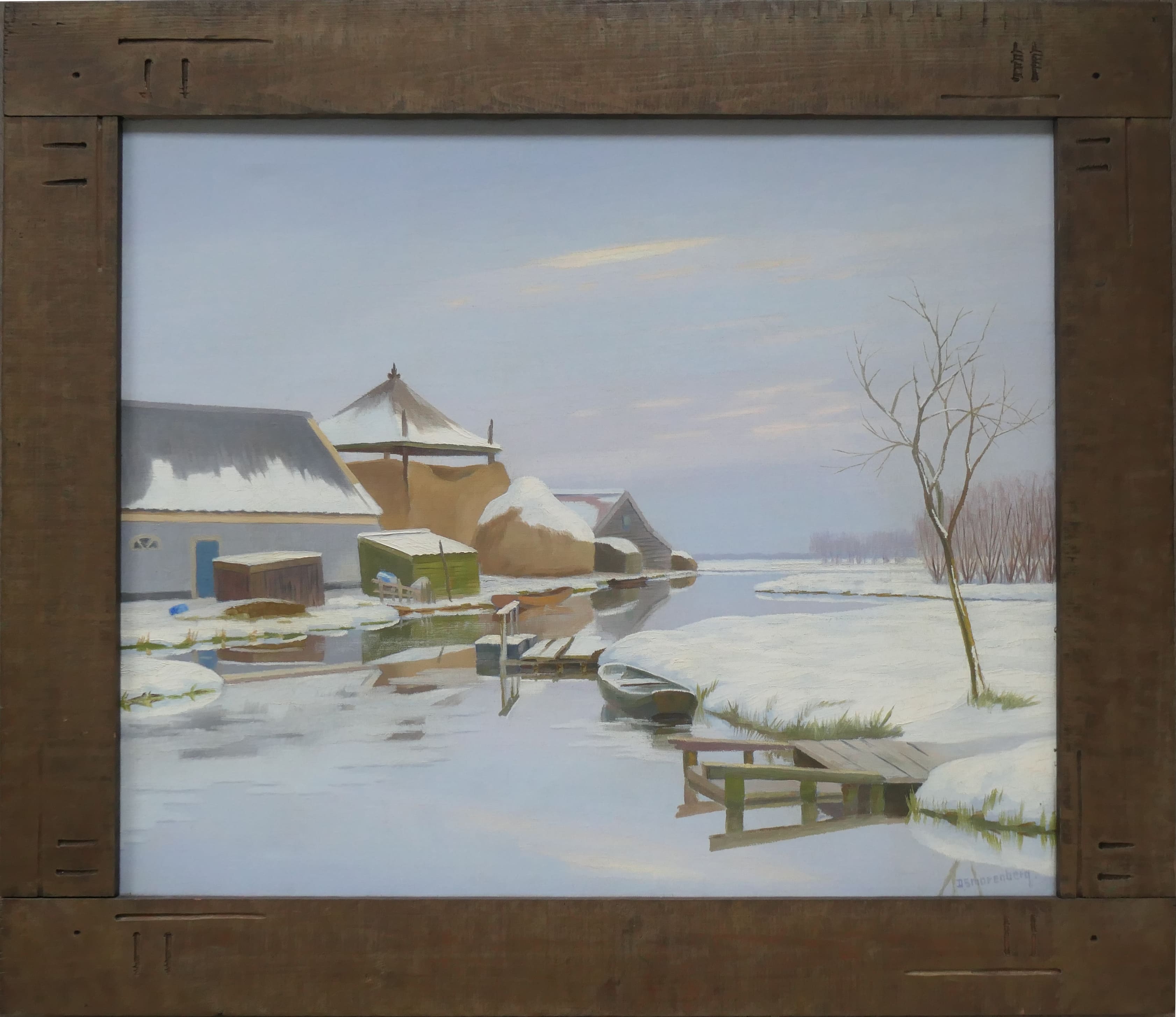 Boerderij in de winter zonder lijst