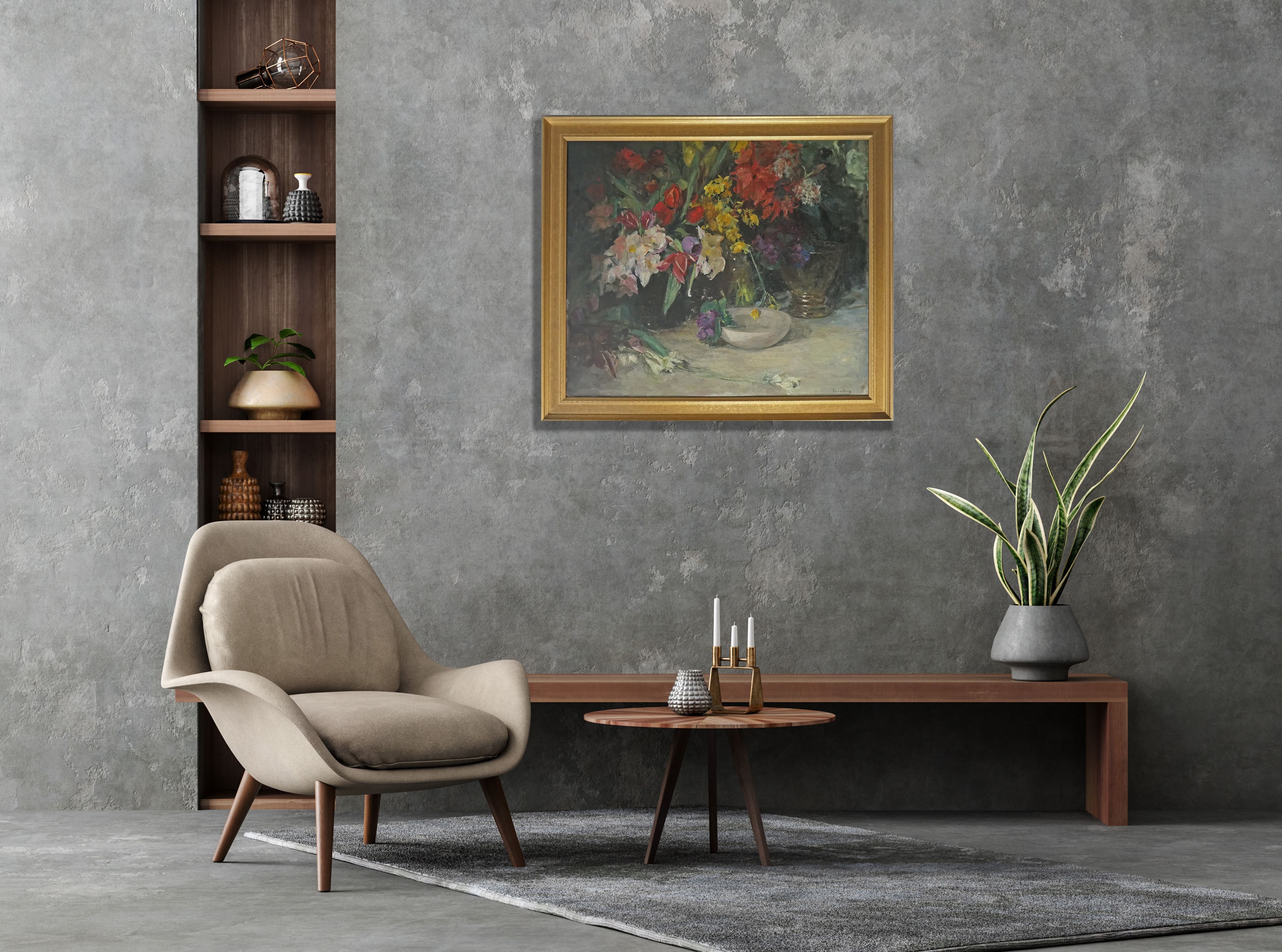 Bloemstilleven zonder lijst