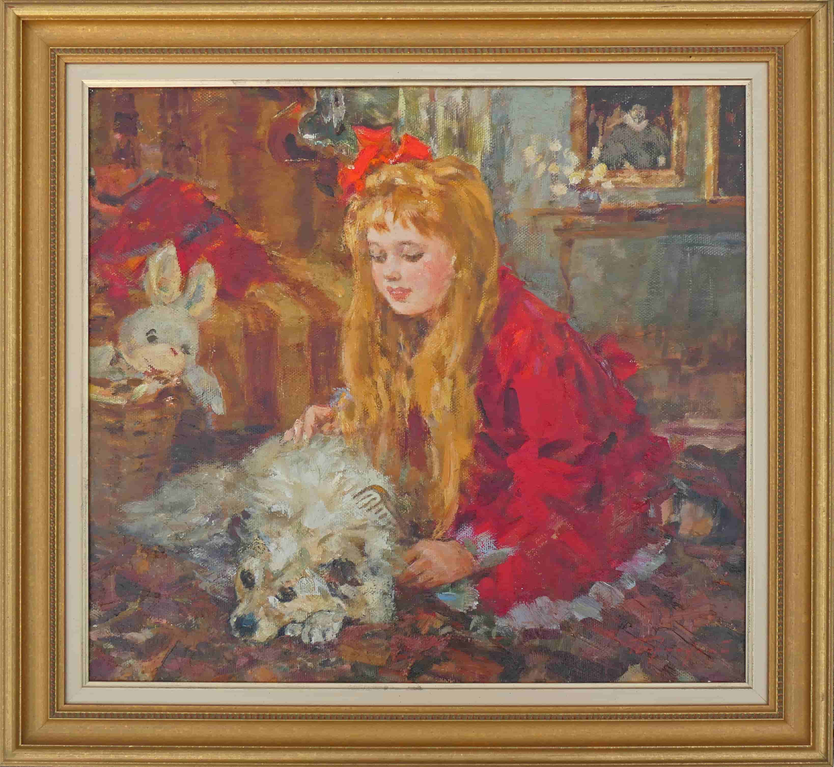 Gennady Bernadsky - Meisje met hond (met lijst)