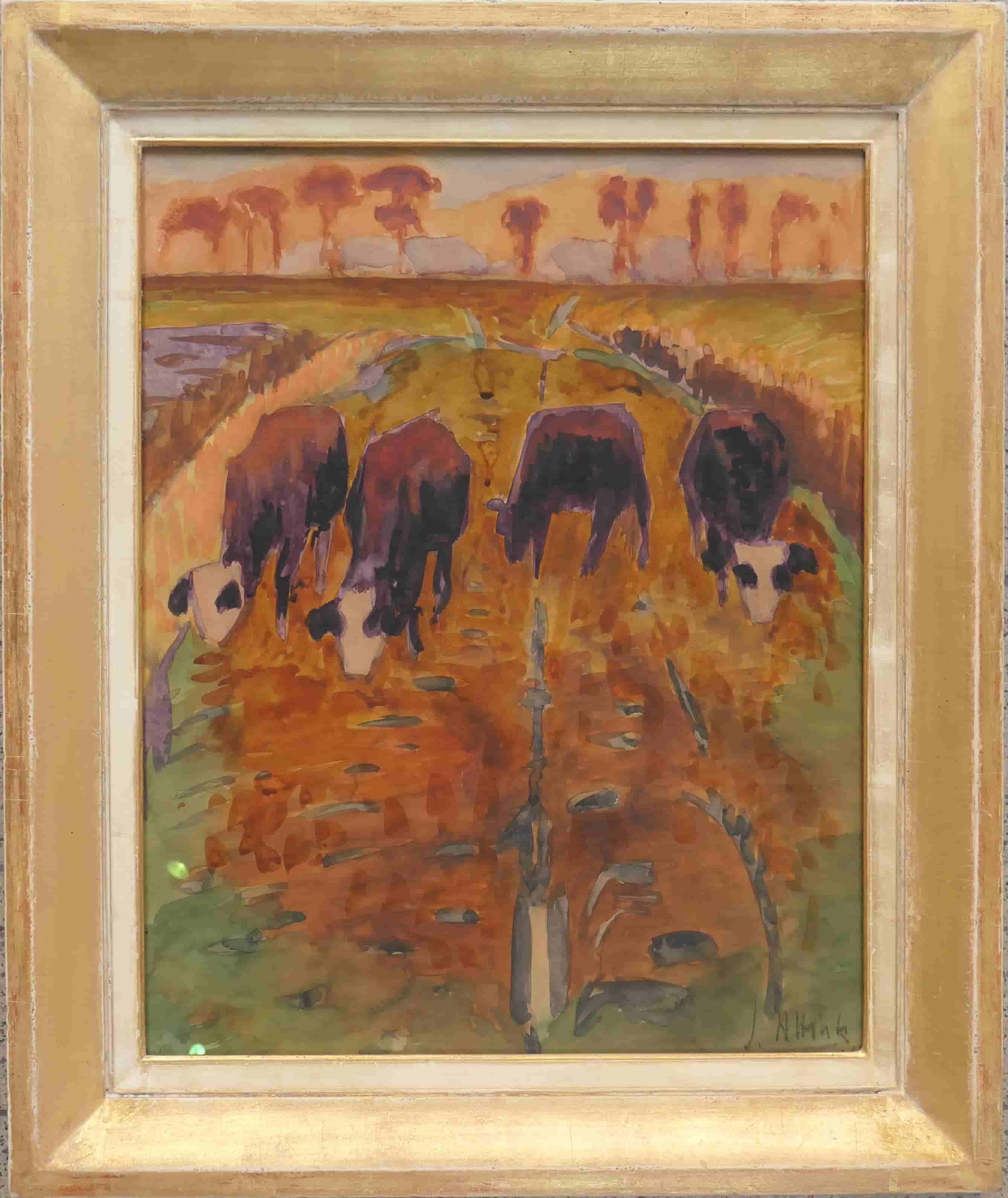 Jan Altink - Koeien in de weide (met lijst)