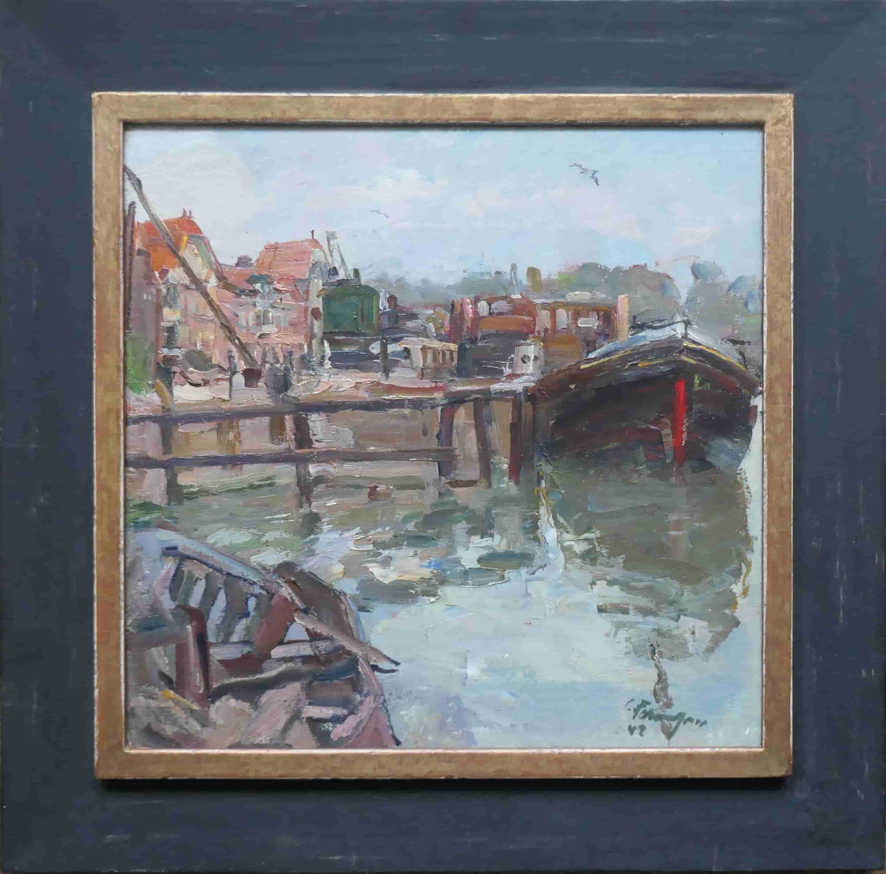 Carl Fahringer - Haven te Hoorn (met lijst)
