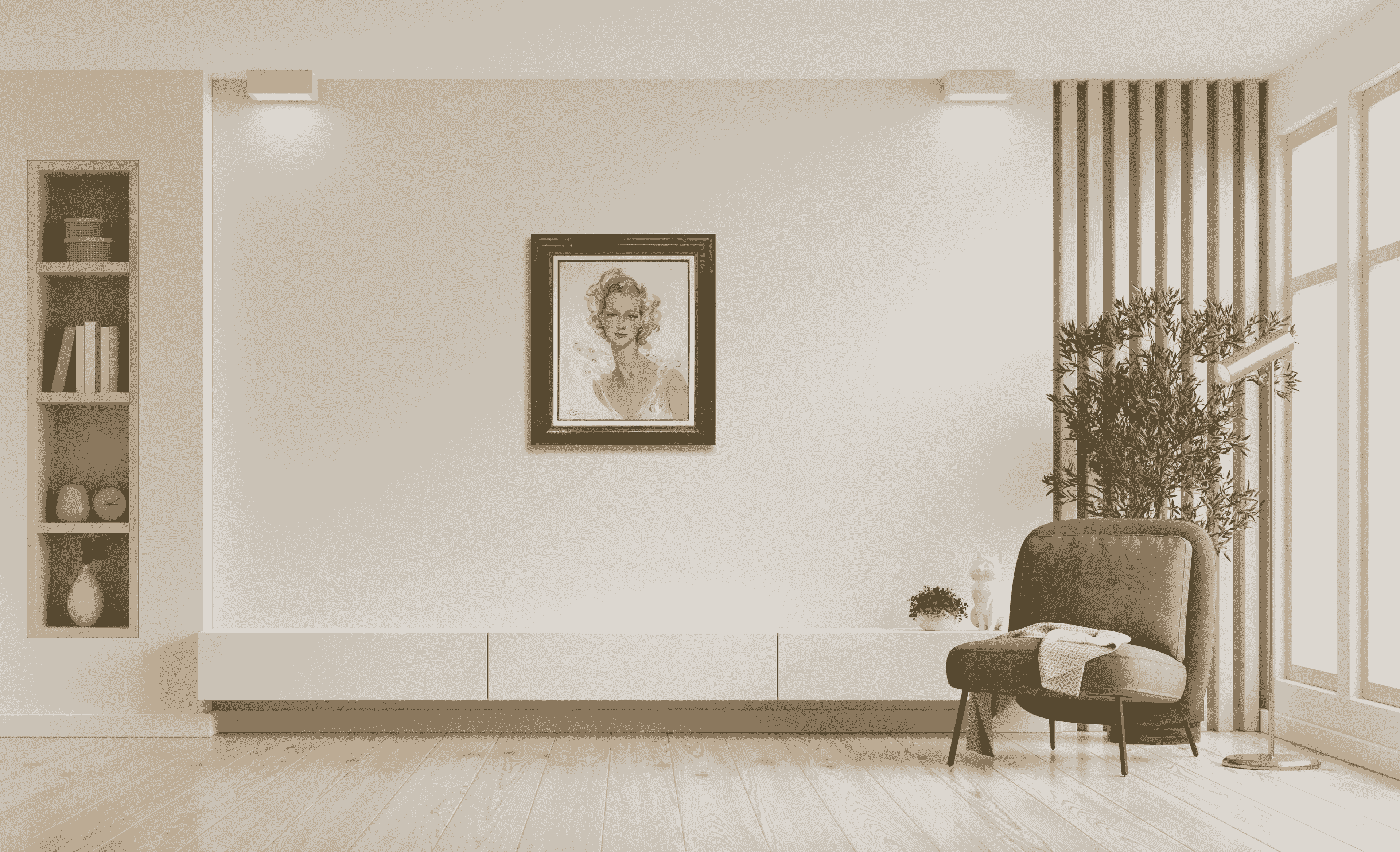 Jean-Gabriel Domergue - Portrait d'une jeune femme (in interieur)