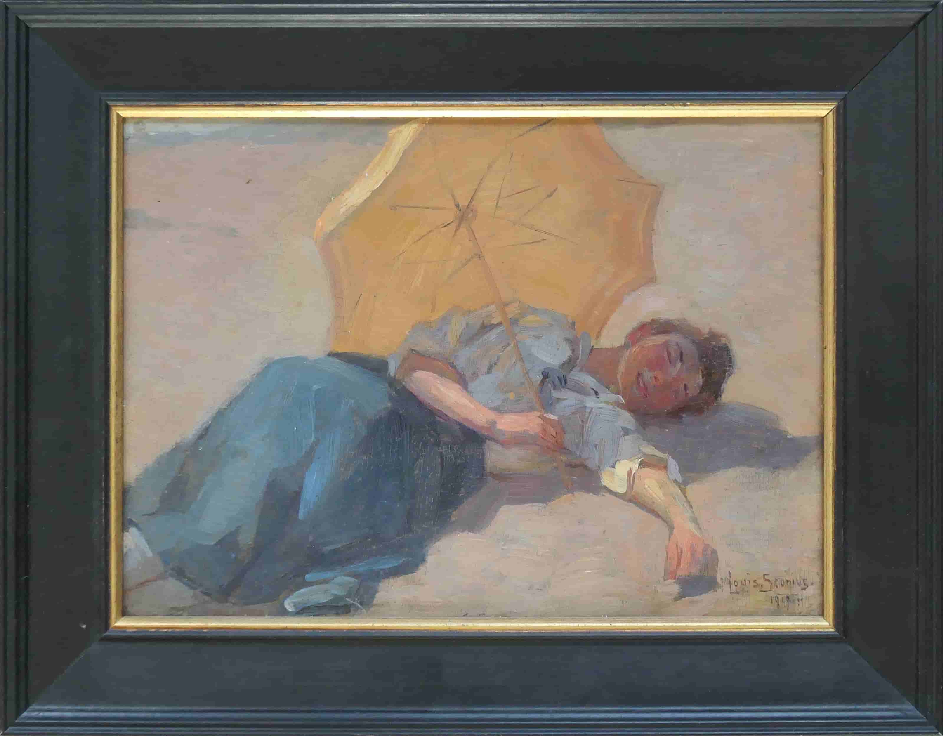 Louis Soonius - Een middagdutje op het strand (met lijst)