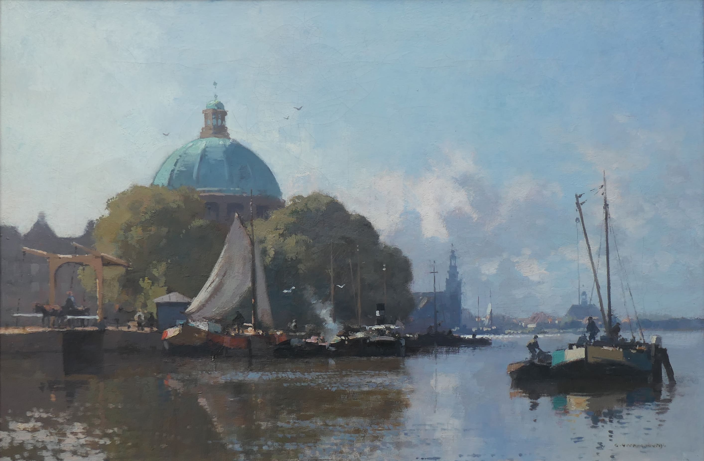 Het IJ in Amsterdam zonder lijst