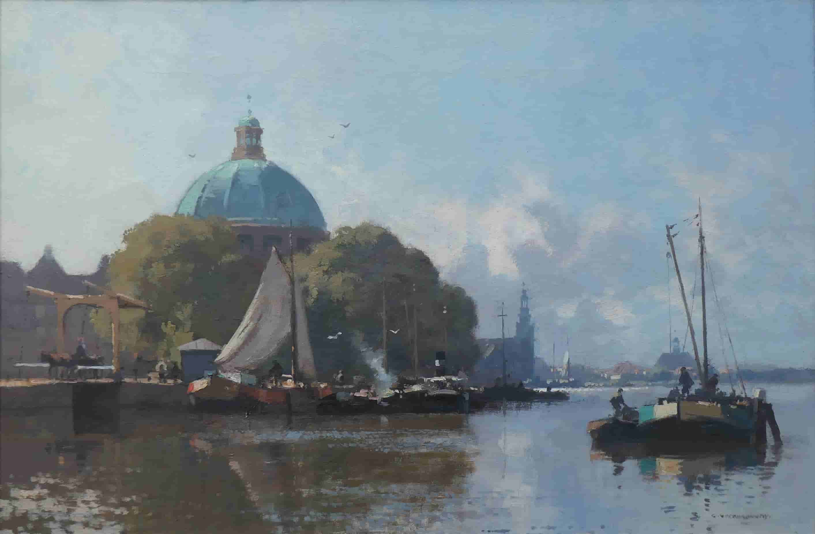 Cornelis Vreedenburgh - Het IJ in Amsterdam (zonder lijst)