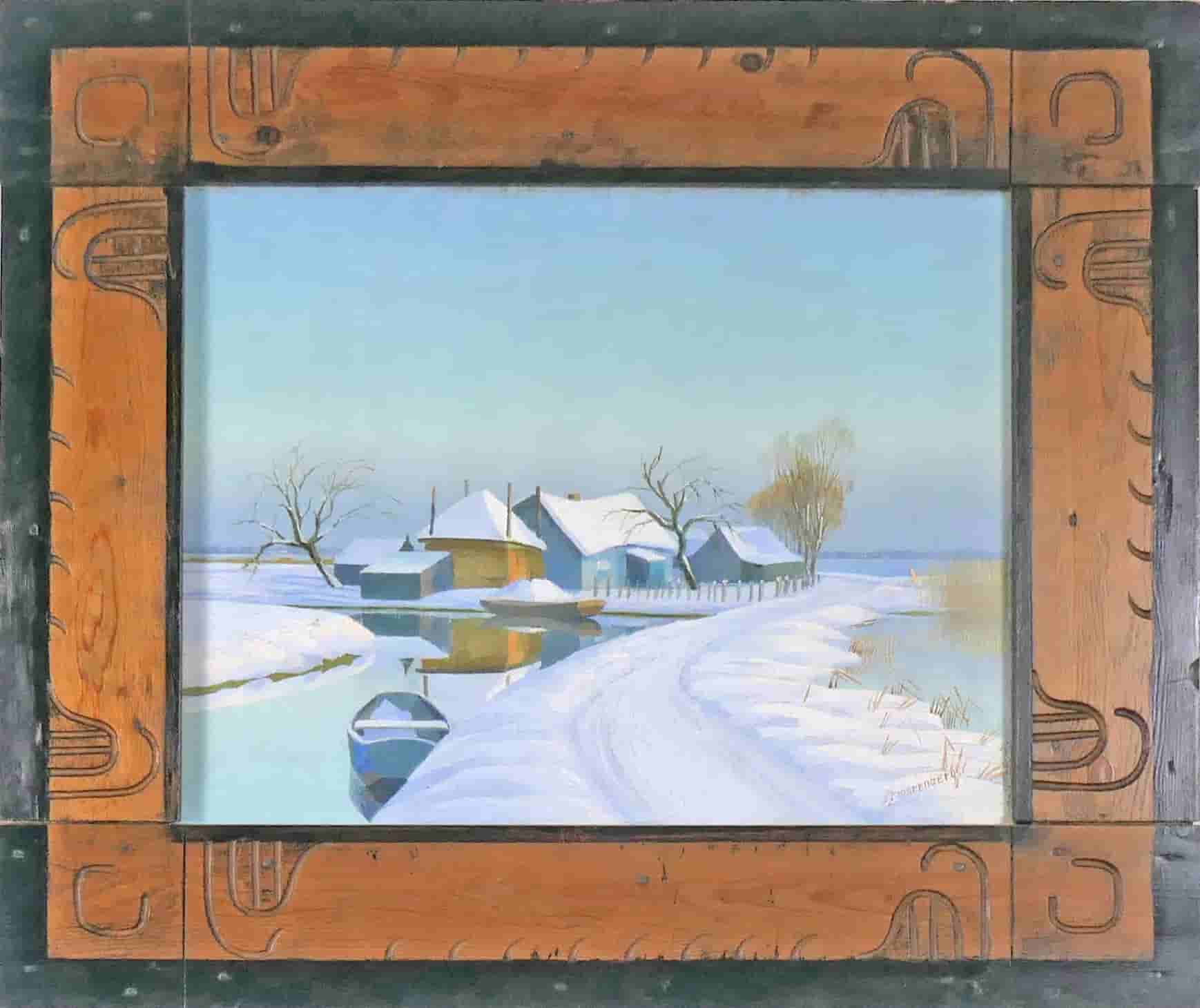 Dirk Smorenberg - Winter in Loosdrecht (met lijst)