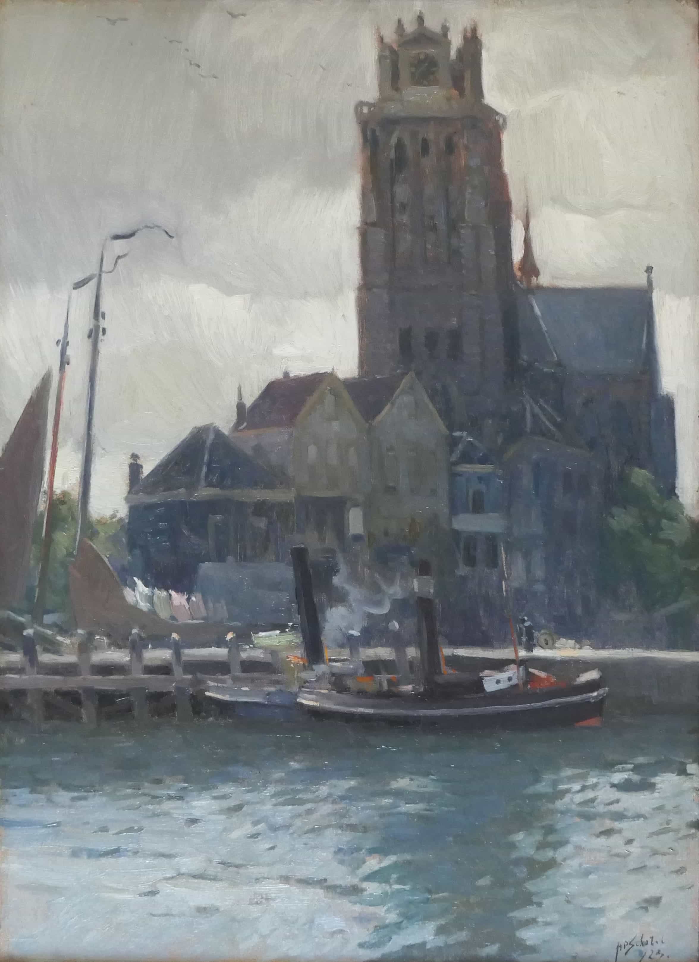 Anthony Pieter Schotel - Grote kerk van Dordrecht (zonder lijst)