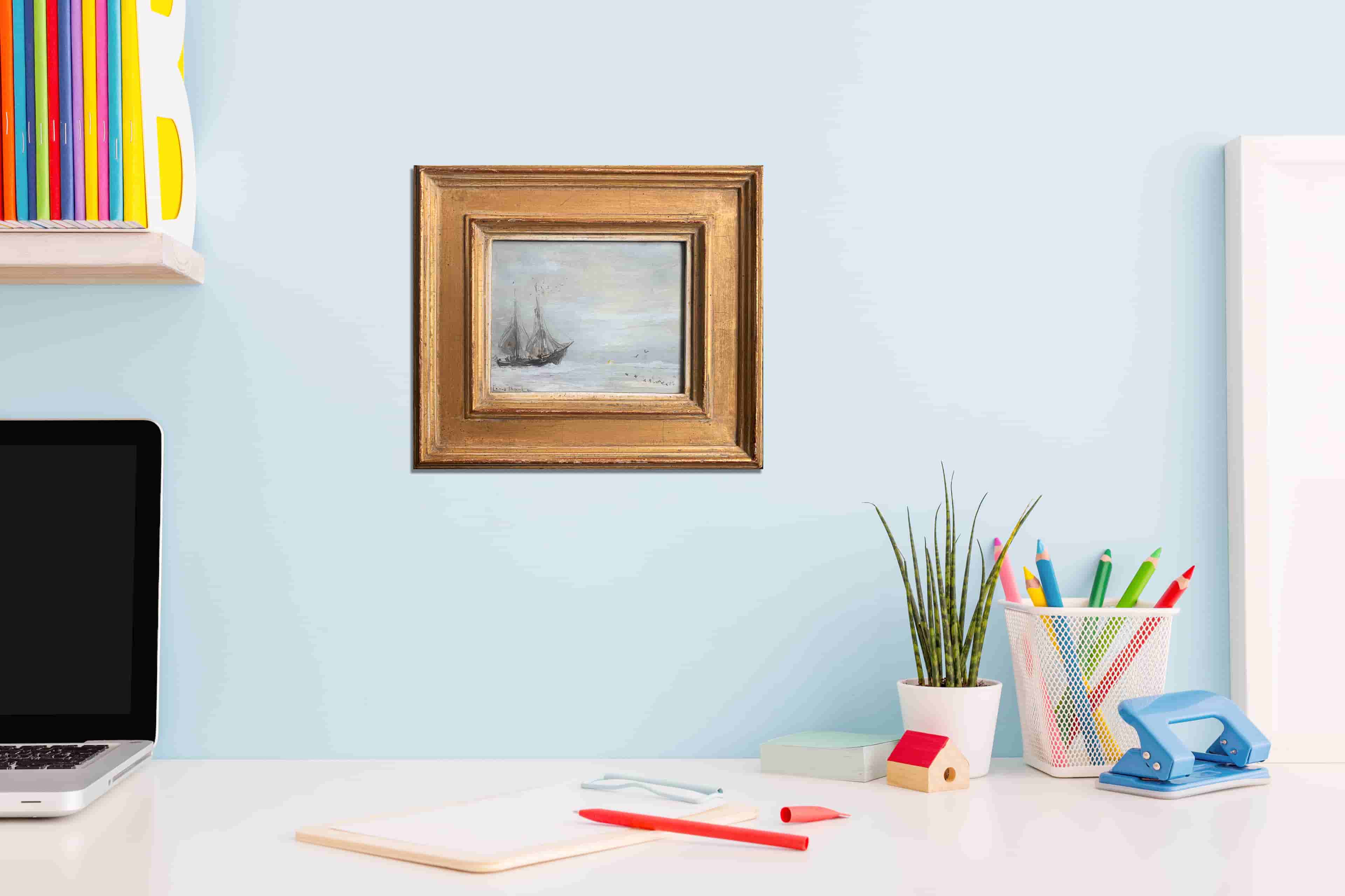 Louis Apol - De Heemskerck op Nova Zembla, bij zonsondergang (in interieur)