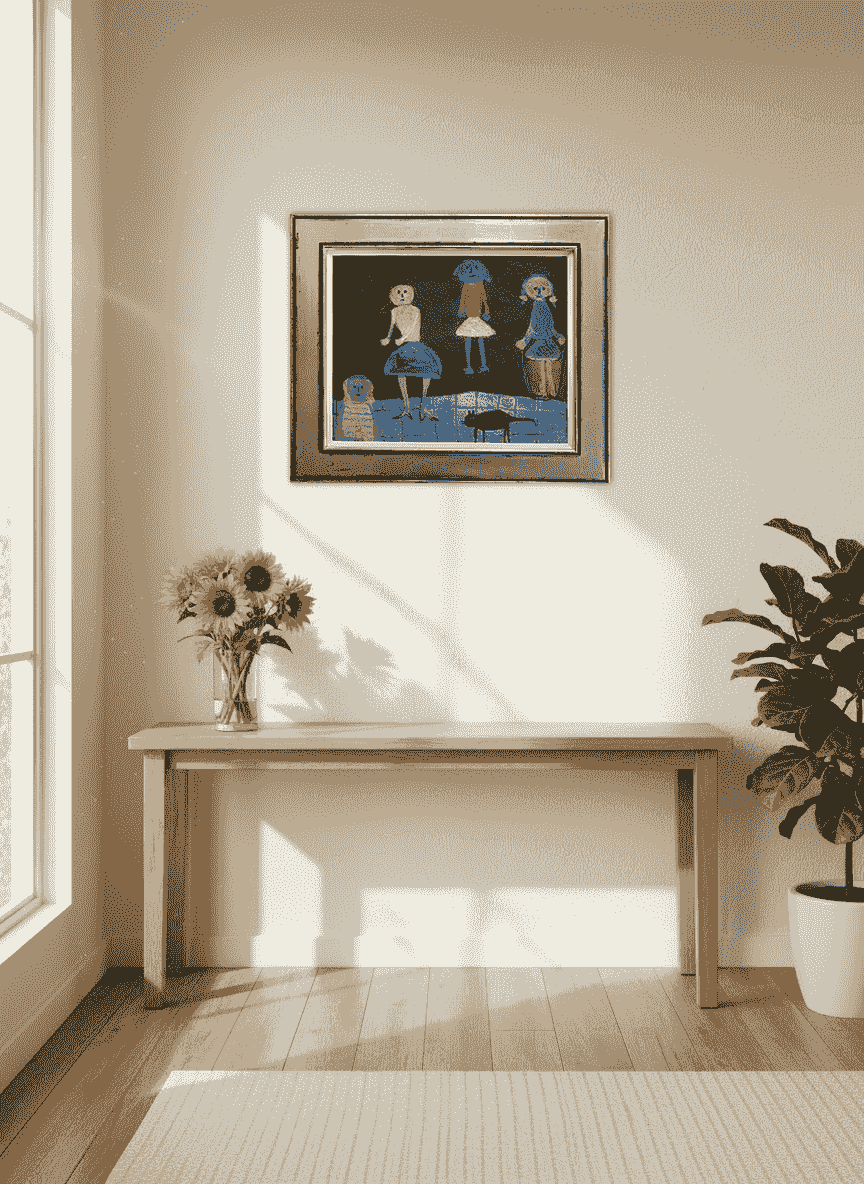 Jan Roëde - Kinderen en kat (in interieur)