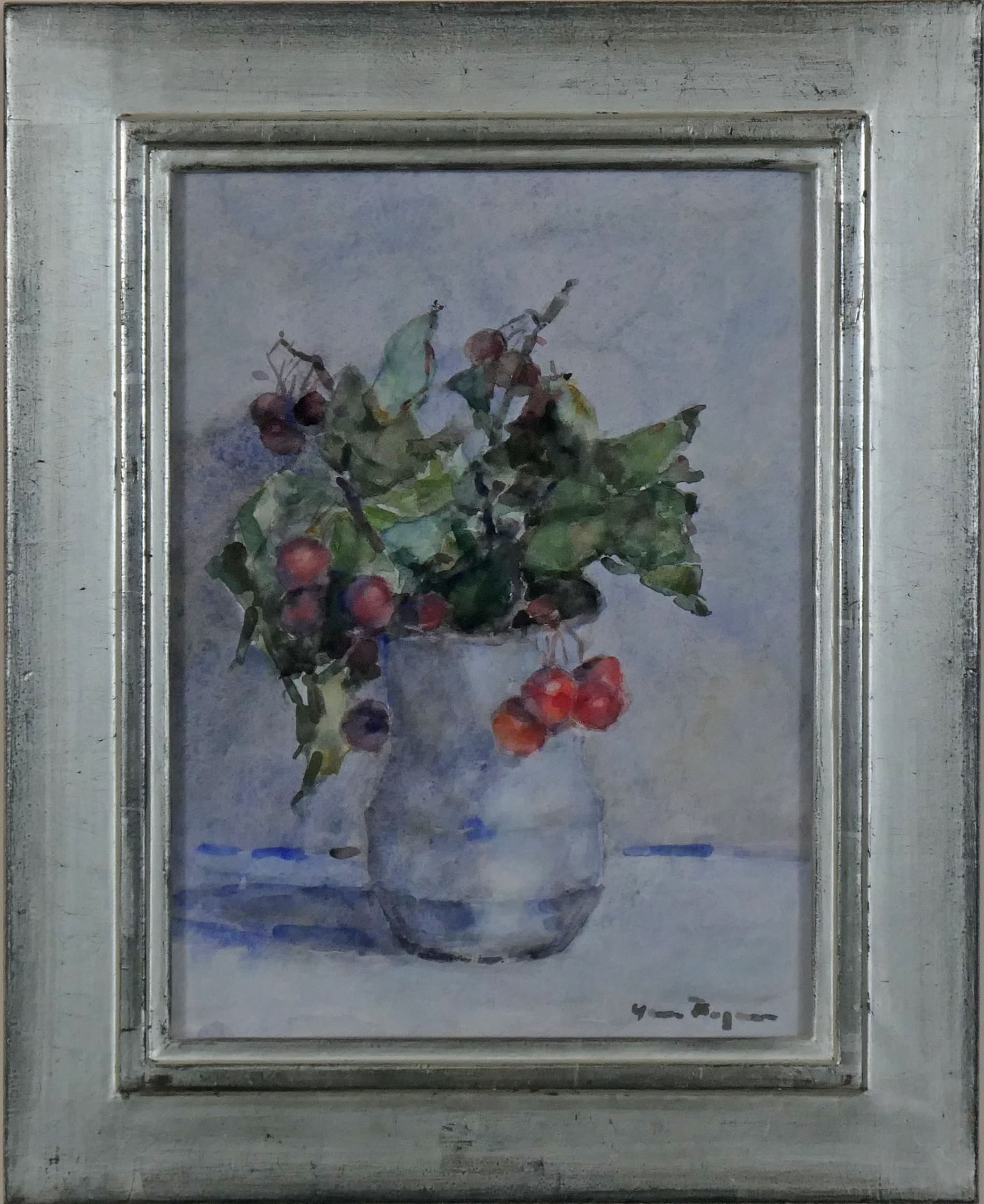 Bessentakjes in een witte vaas zonder lijst