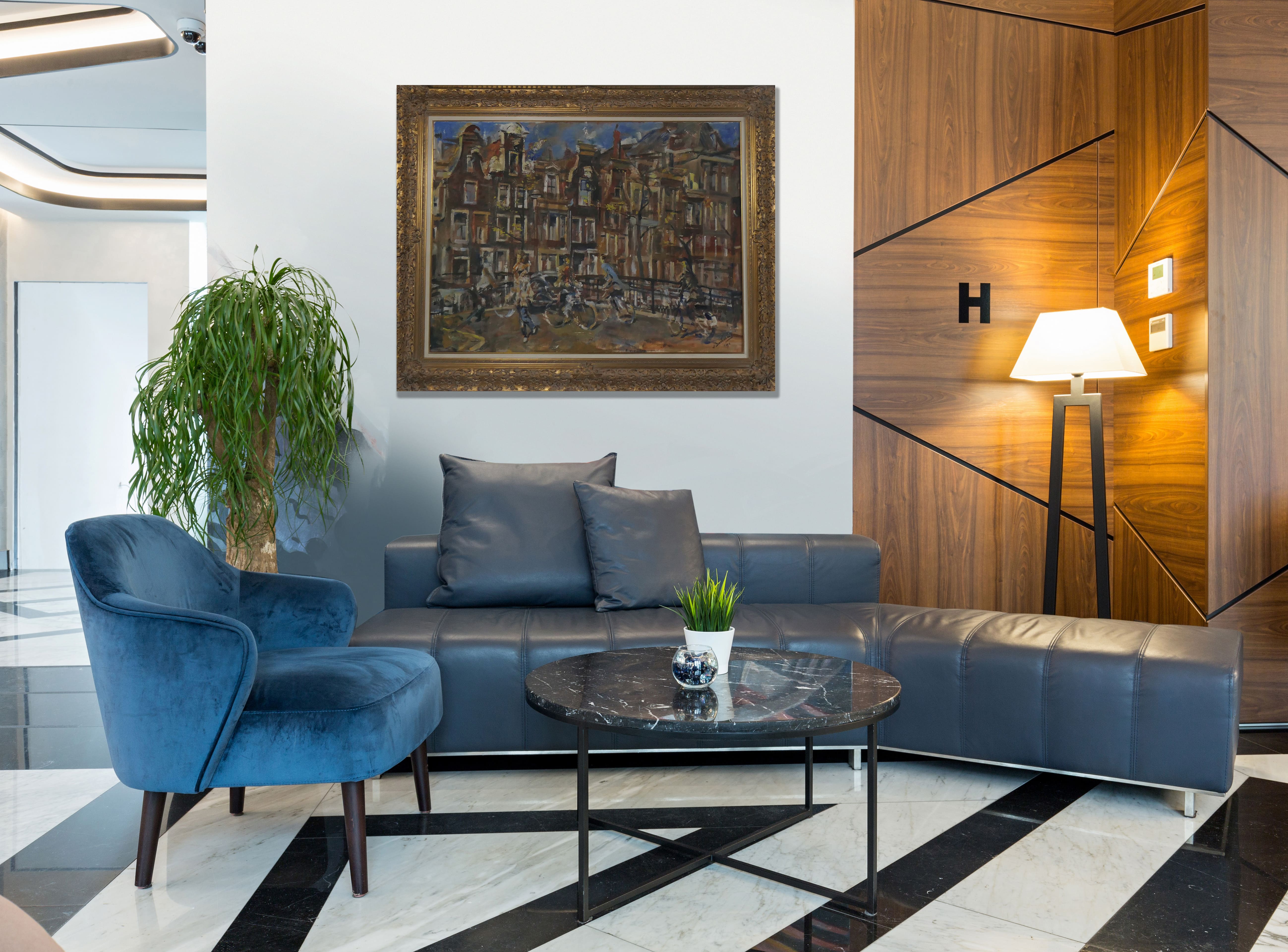 Gracht in zomers Amsterdam zonder lijst