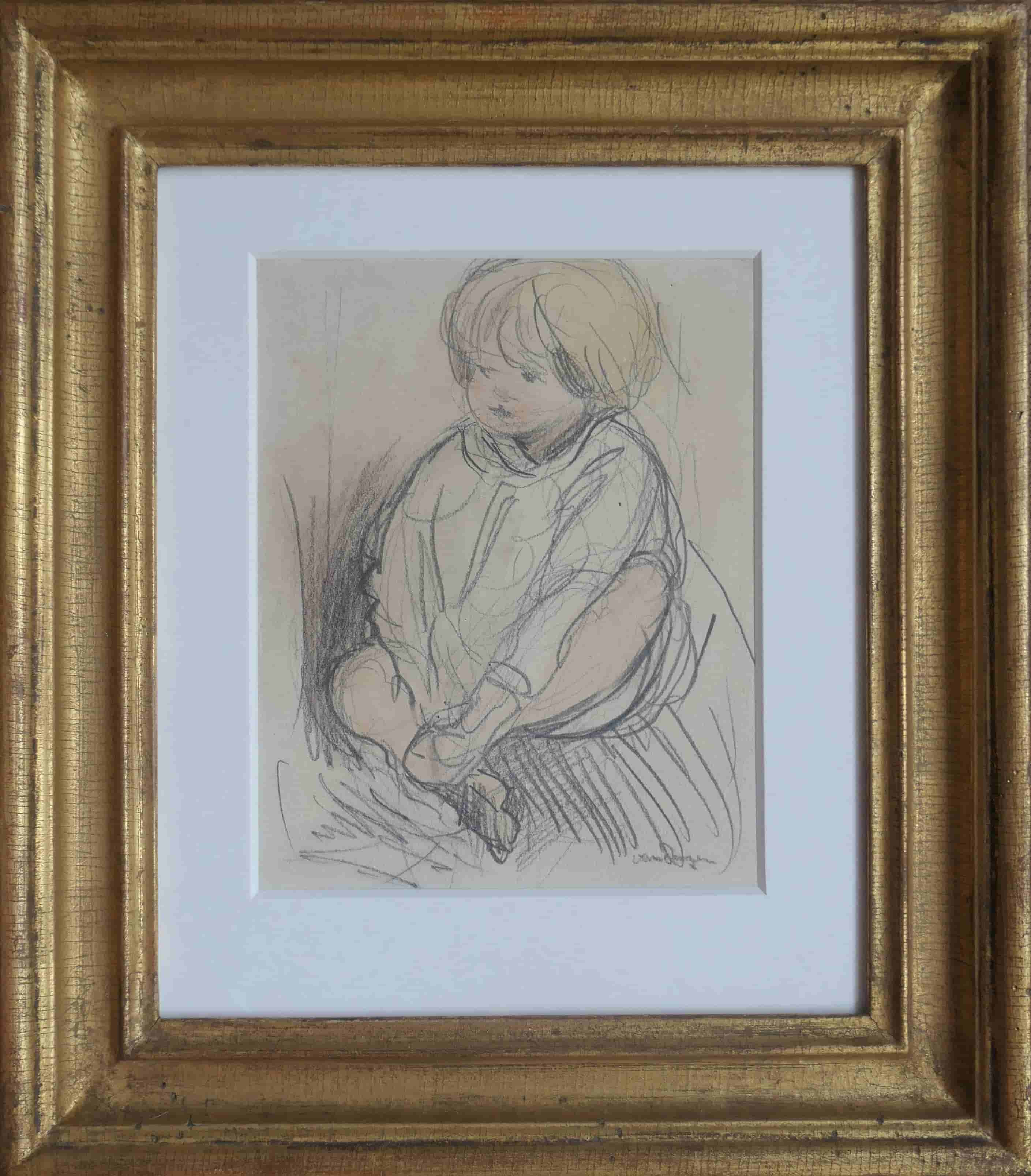 Kees van Dongen - Dochter Dolly op 2-jarige leeftijd (met lijst)