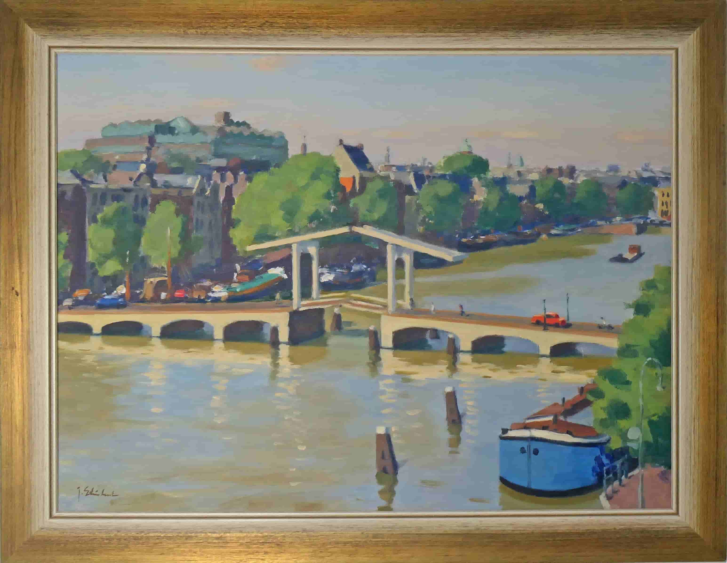 Joop Stierhout - Magere brug in Amsterdam (met lijst)