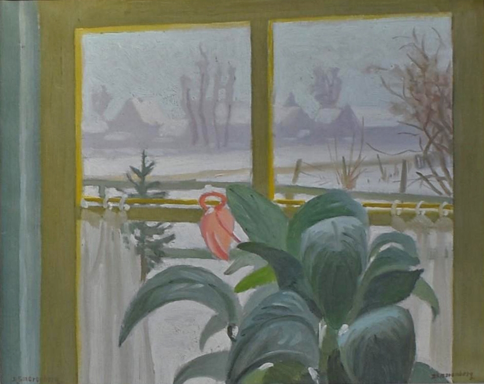 Winters Loosdrecht vanuit het huis zonder lijst