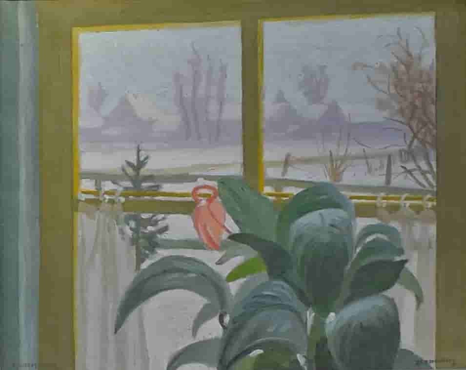 Dirk Smorenberg - Winters Loosdrecht vanuit het huis (zonder lijst)