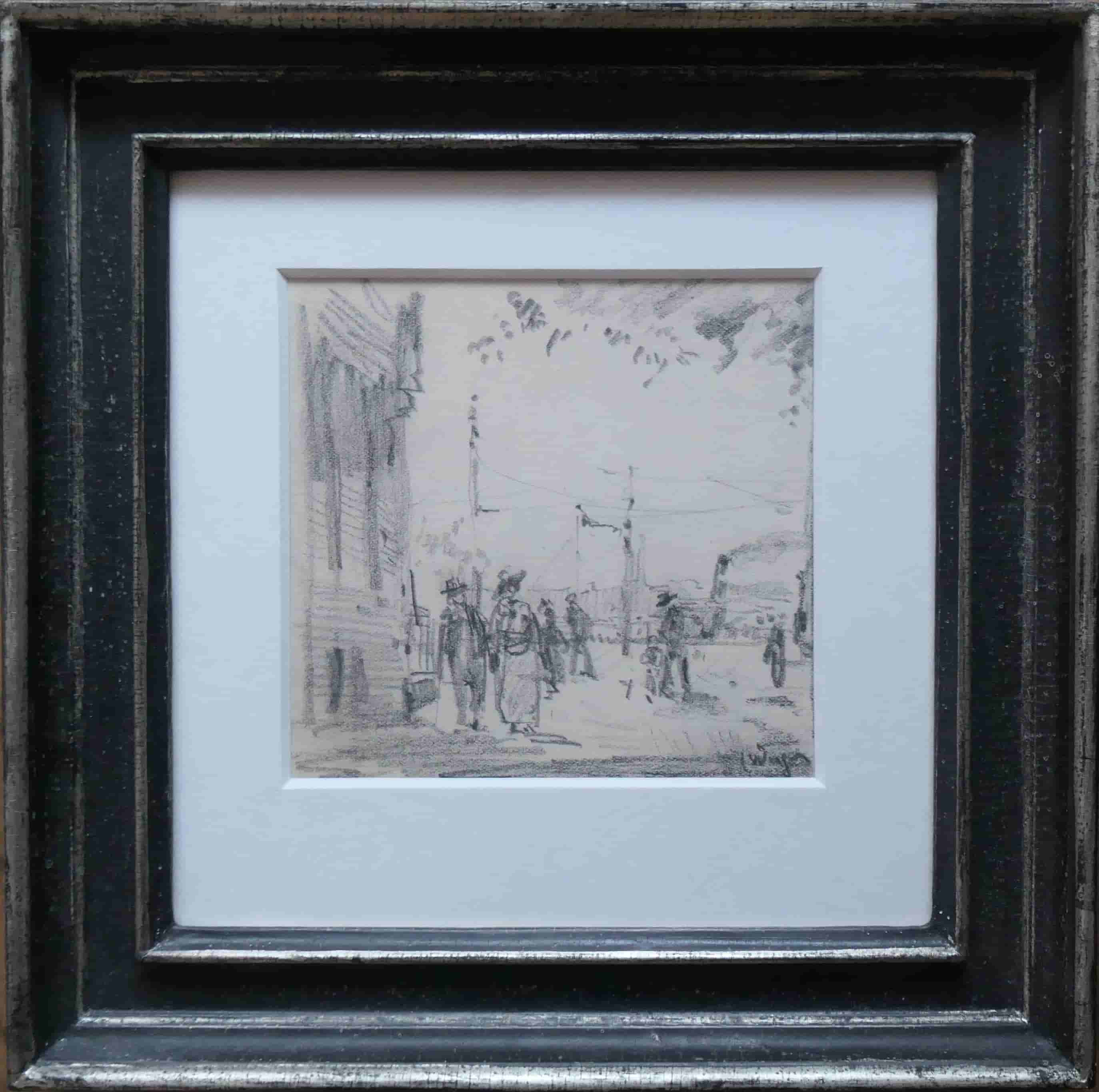 Kees van Dongen - Echtpaar bij Maaskade te Rotterdam (met lijst)