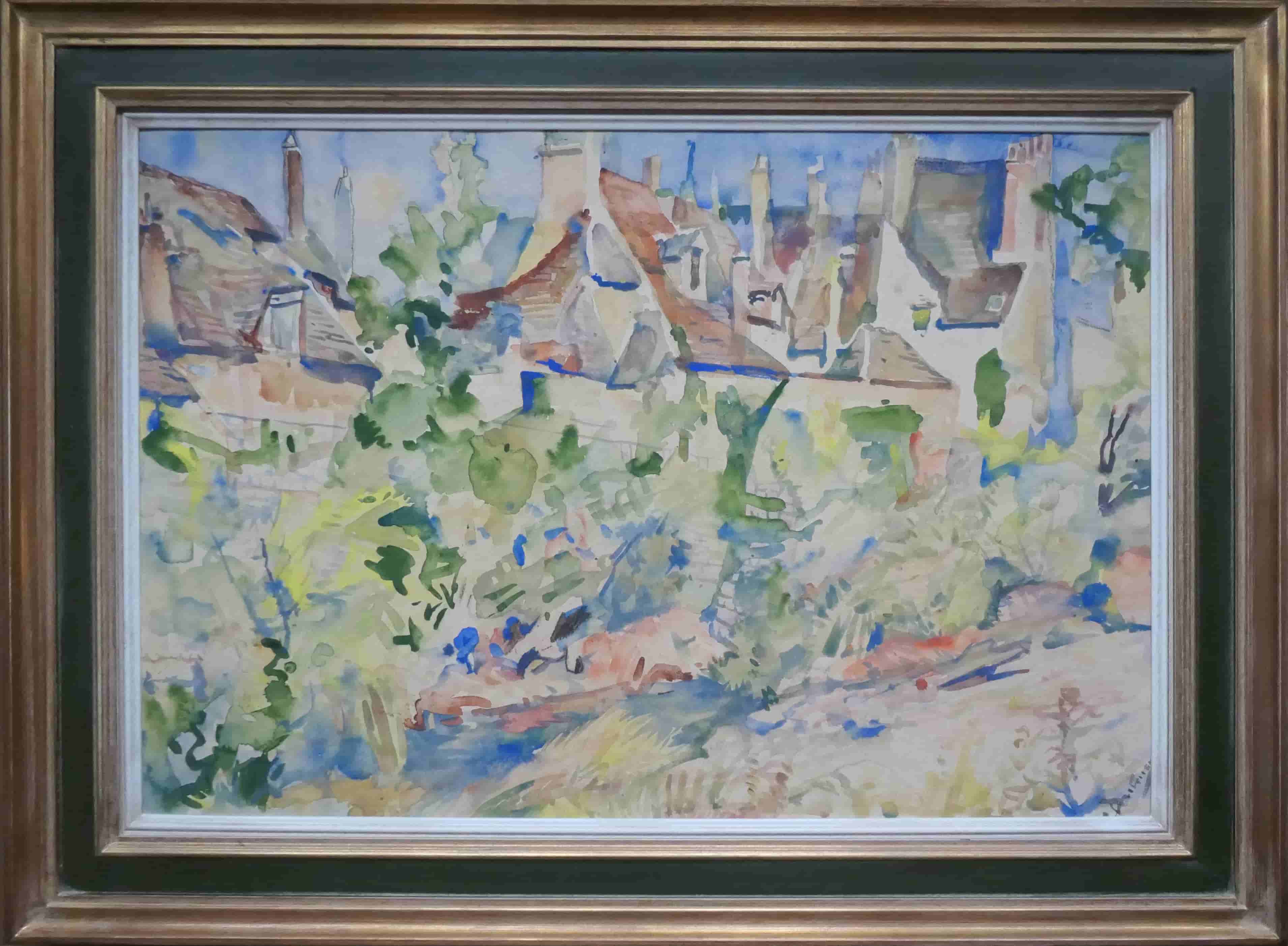 Erasmus Bernard von Dülmen-Krumpelman - Dorpje in Frankrijk (met lijst)