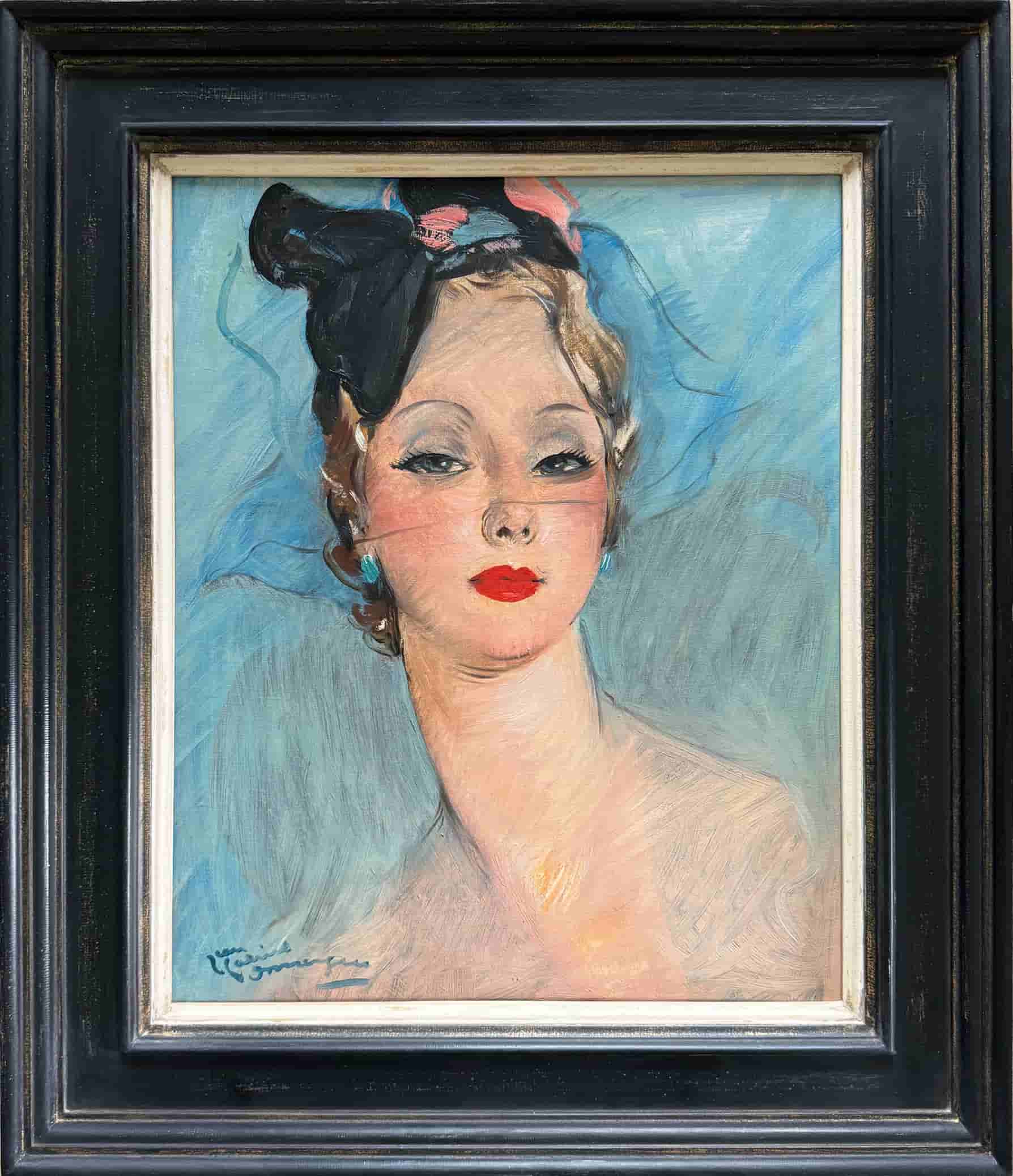 Jean-Gabriel Domergue - Portret van Madame Laemle (met lijst)