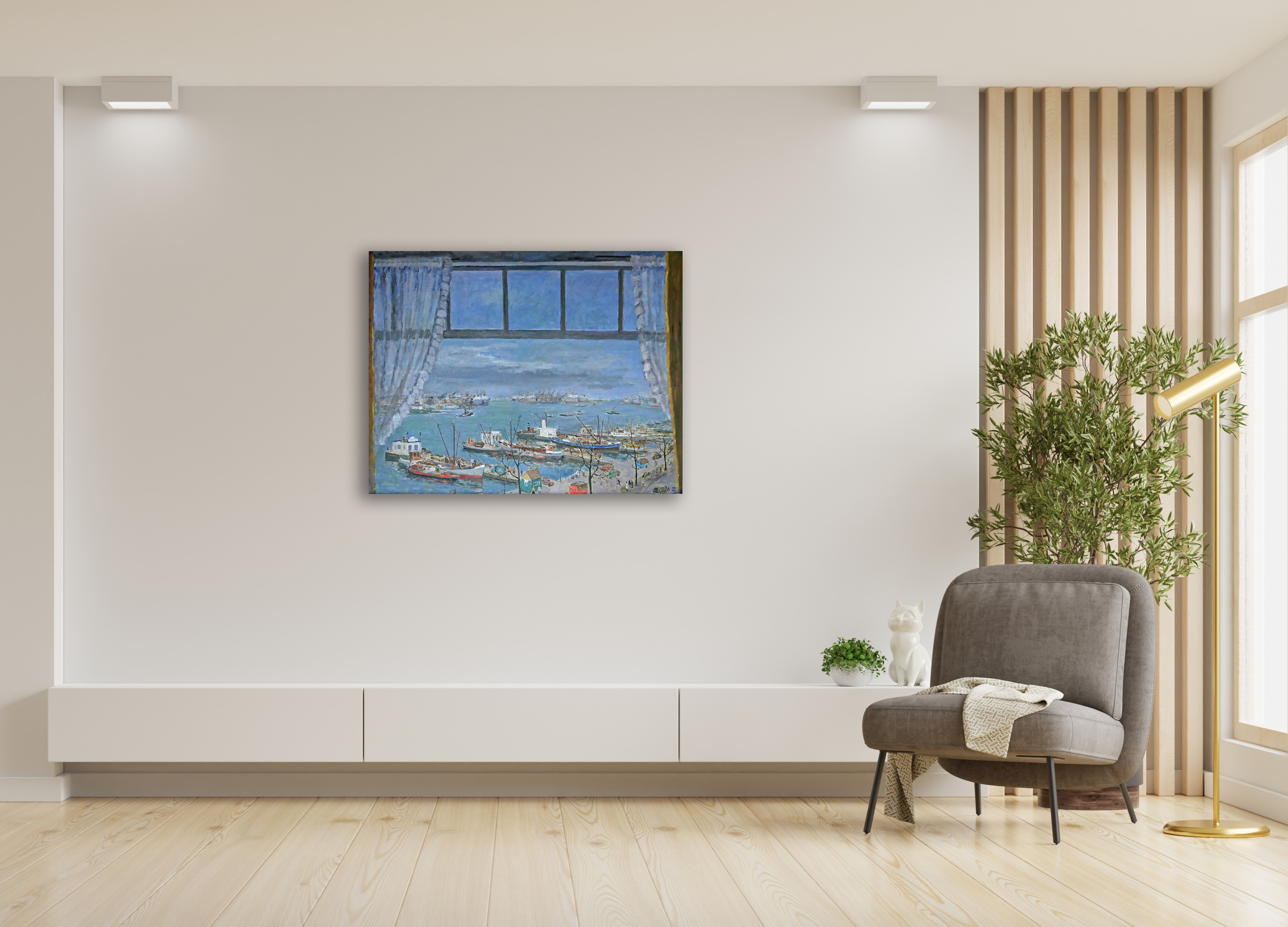 Gezicht op het IJ te Amsterdam zonder lijst