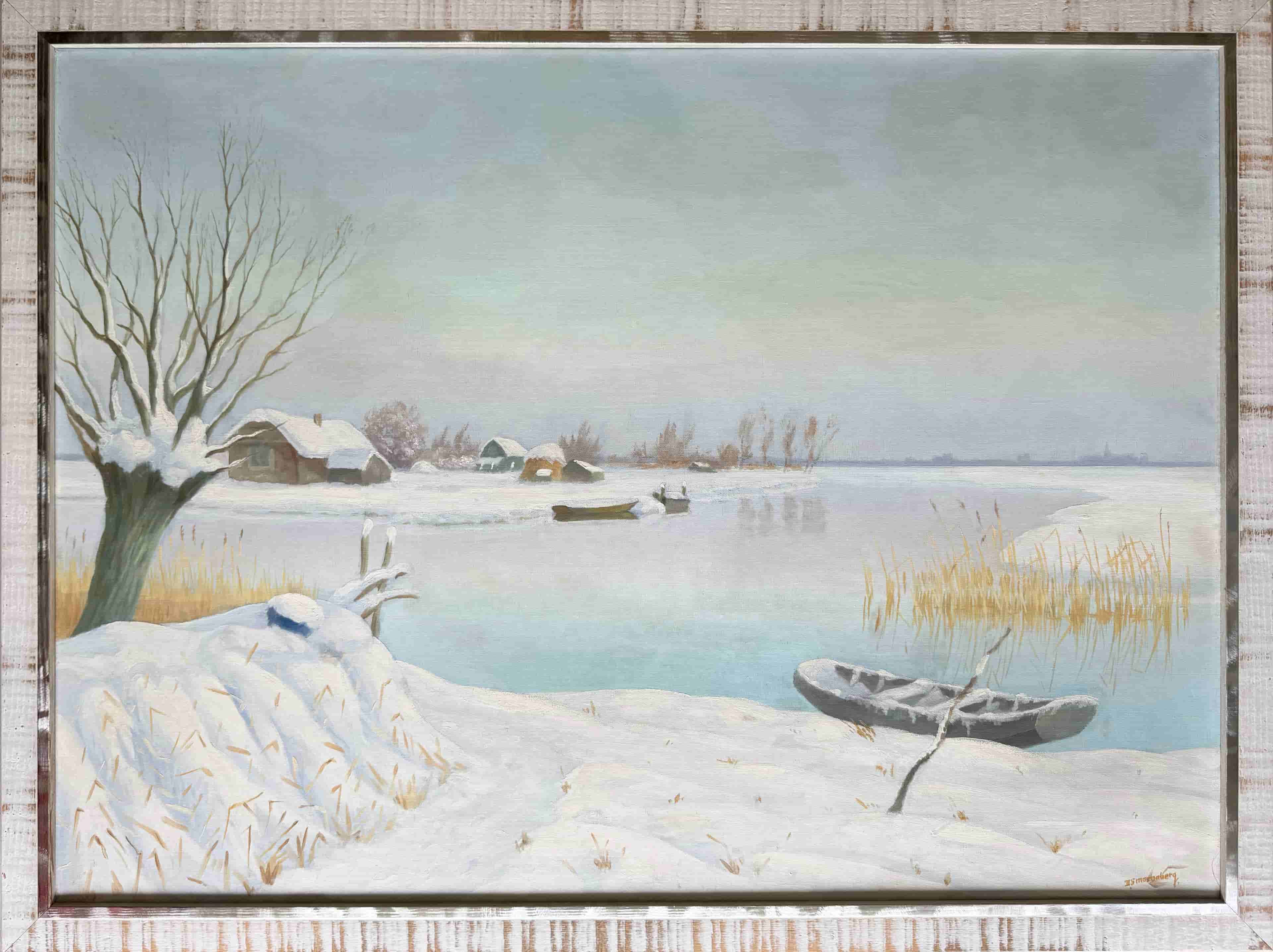 Dirk Smorenberg - Wintergezicht bij Loosdrecht (met lijst)