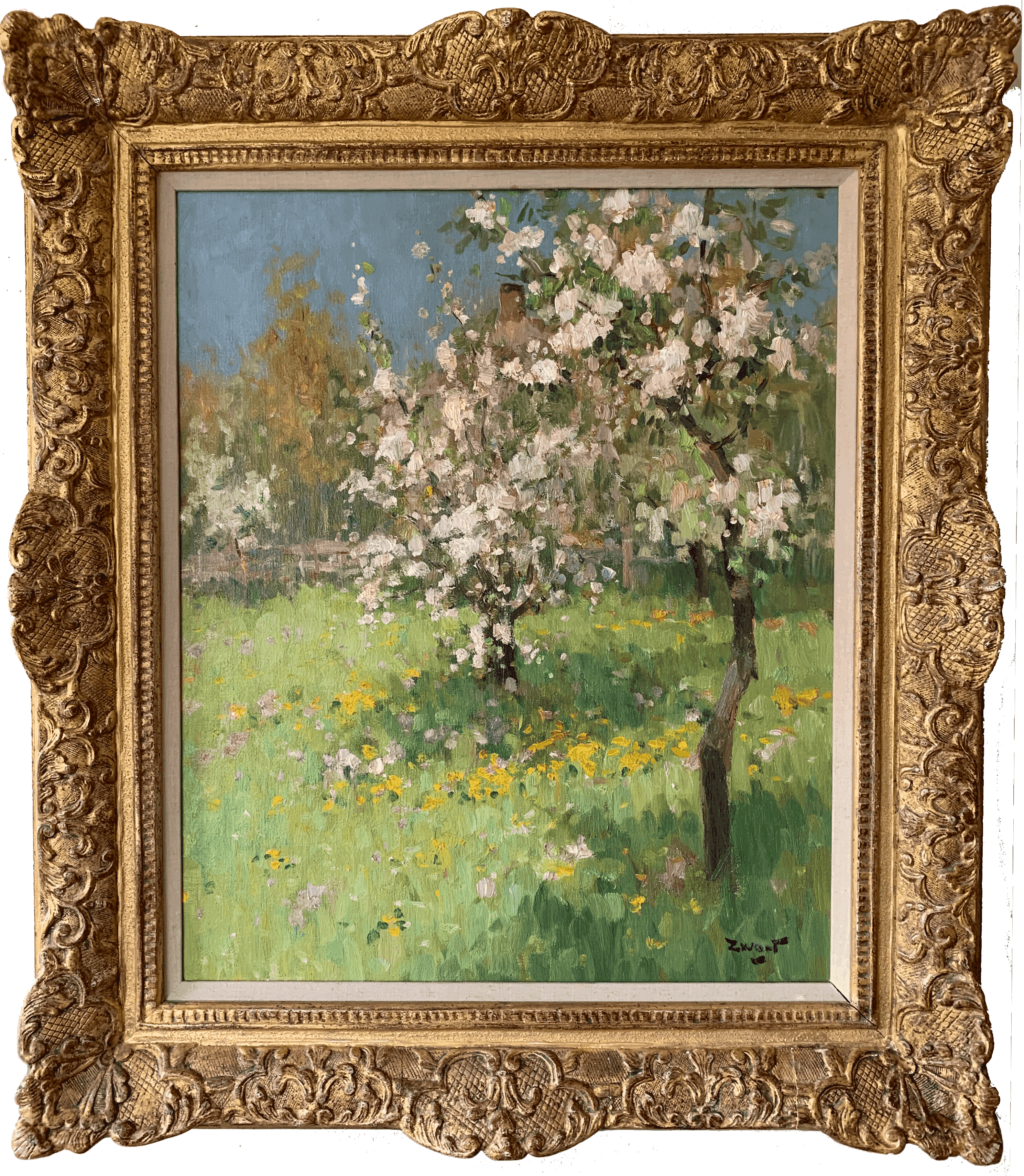 Arie Johannes Zwart - Bloei te Laren (Noord Holland) (met lijst)